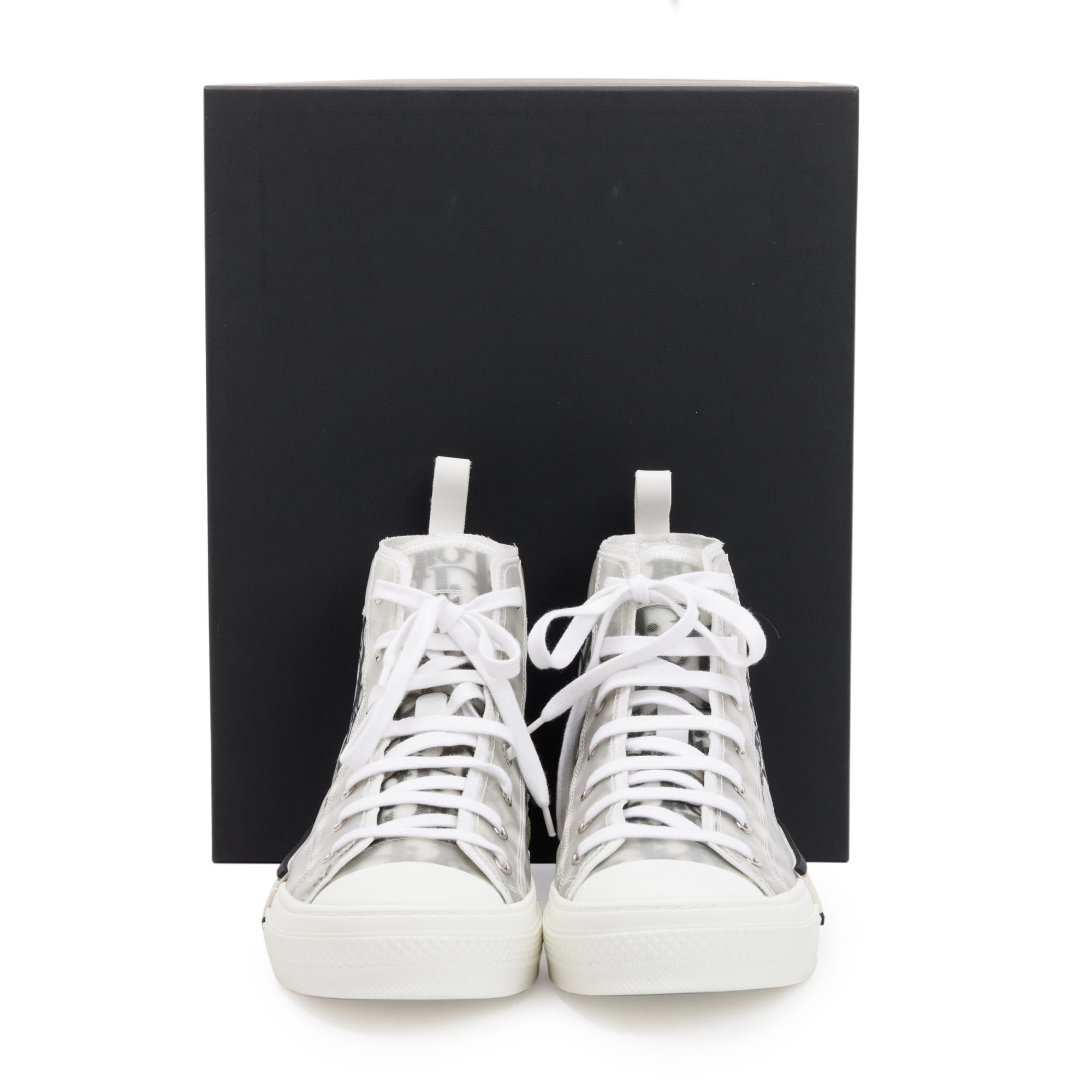 Christian Dior White/Black Oblique Canvas B23 High-Top Sneakers, Size 43 w/ Box