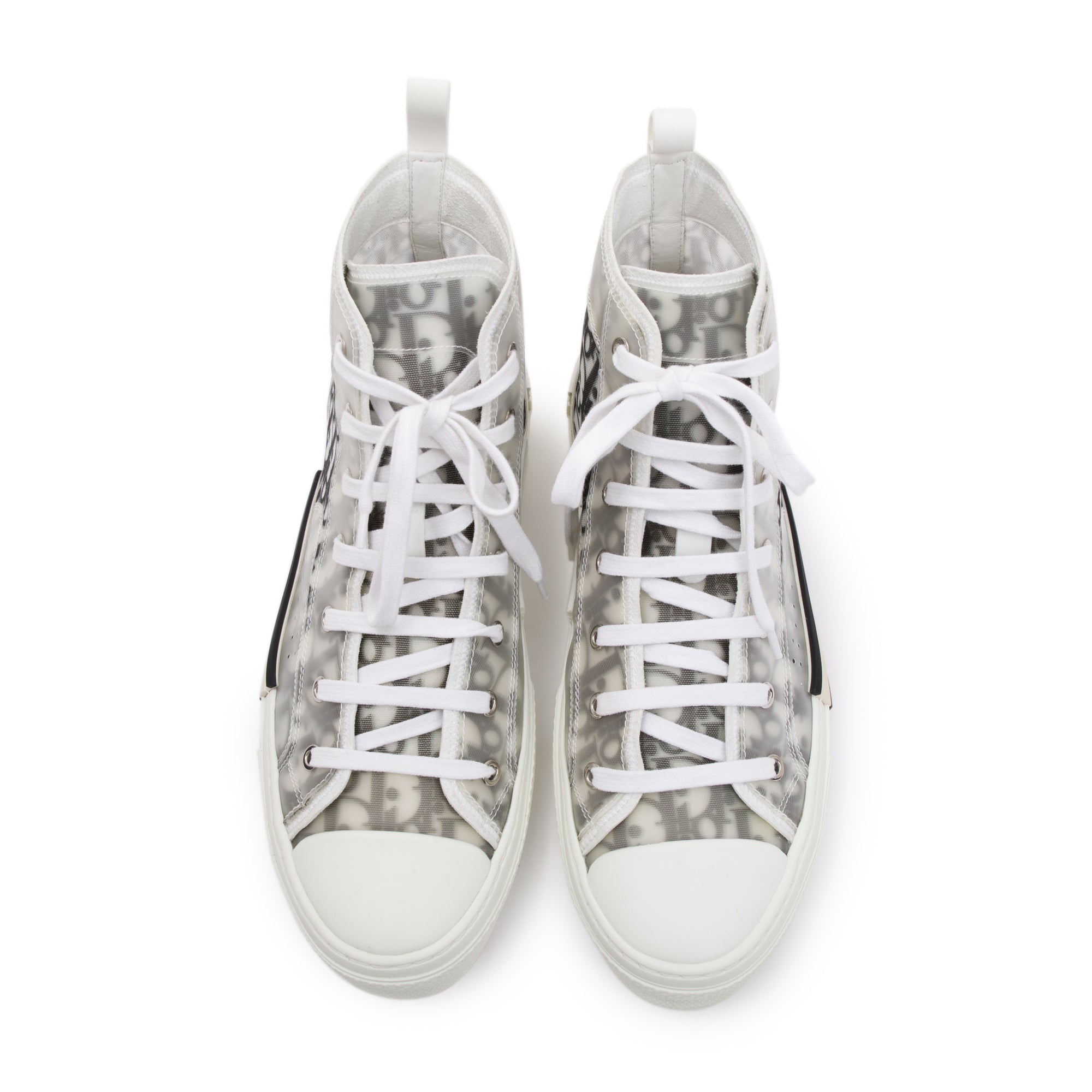 Christian Dior White/Black Oblique Canvas B23 High-Top Sneakers, Size 43 w/ Box