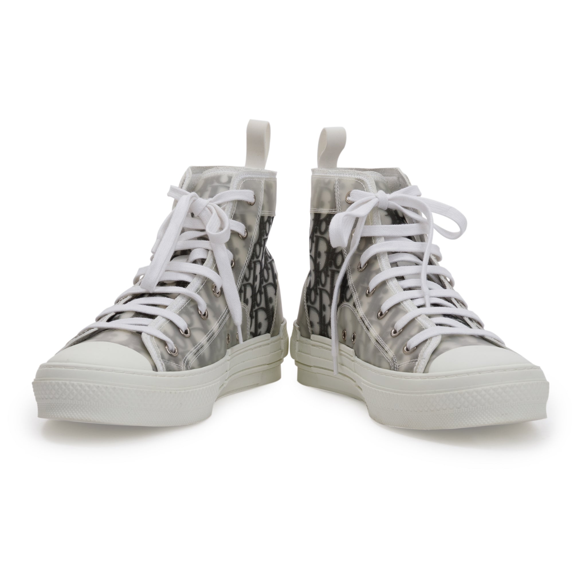 Christian Dior White/Black Oblique Canvas B23 High-Top Sneakers, Size 43 w/ Box