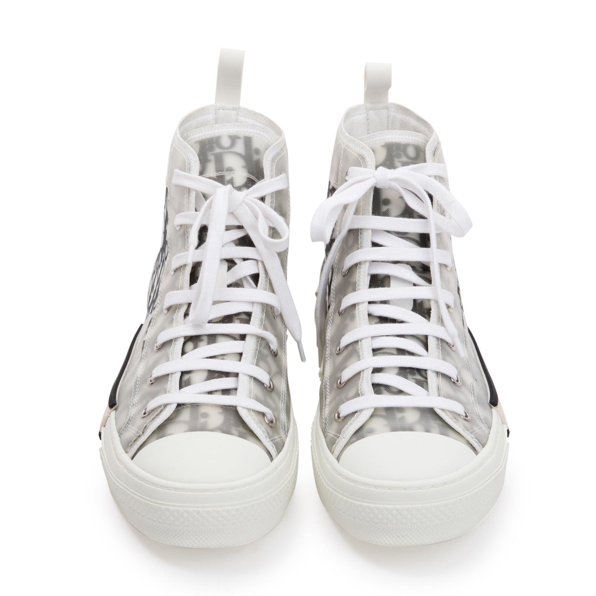 Christian Dior White/Black Oblique Canvas B23 High-Top Sneakers, Size 43 w/ Box