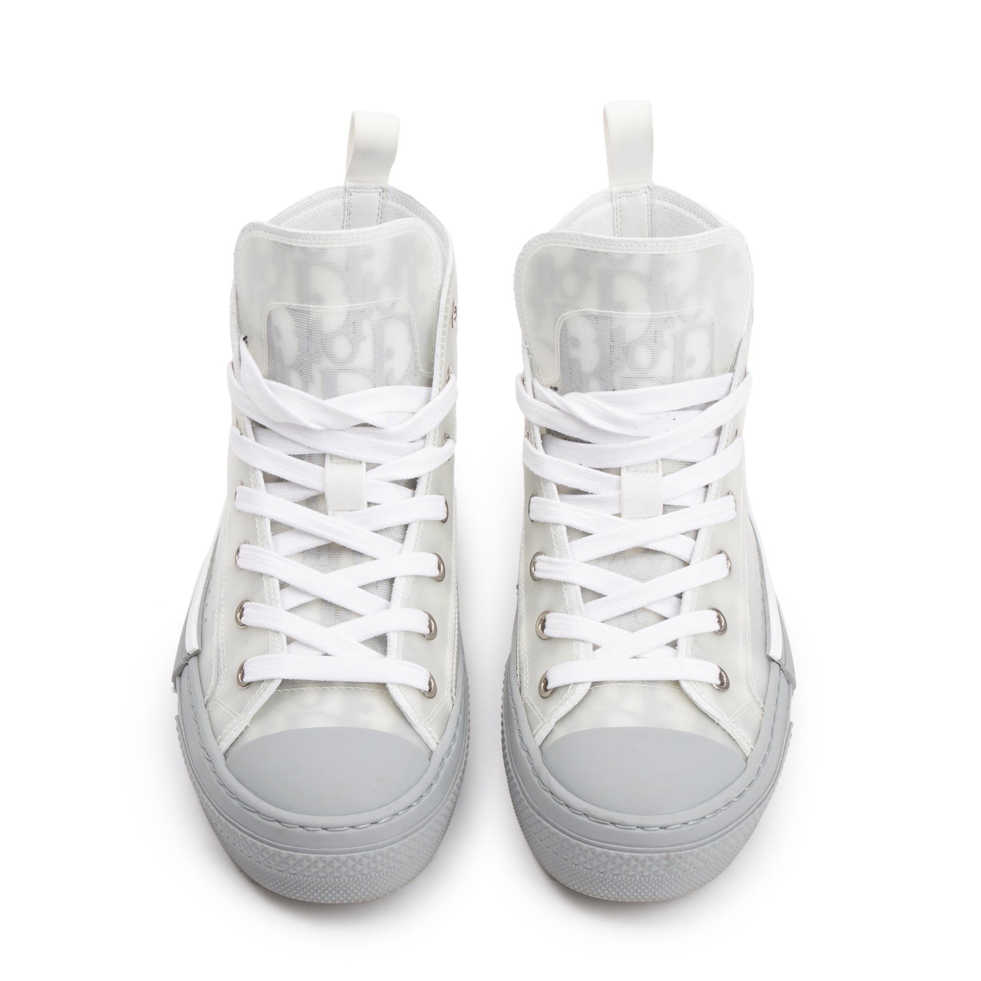 Christian Dior White/Grey Oblique Transparent Canvas B23 High-Top Sneakers, Size 36 w/ Box