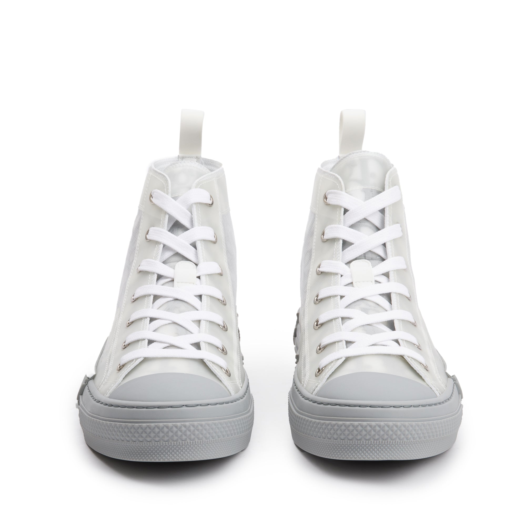 Christian Dior White/Grey Oblique Transparent Canvas B23 High-Top Sneakers, Size 41 w/ Box