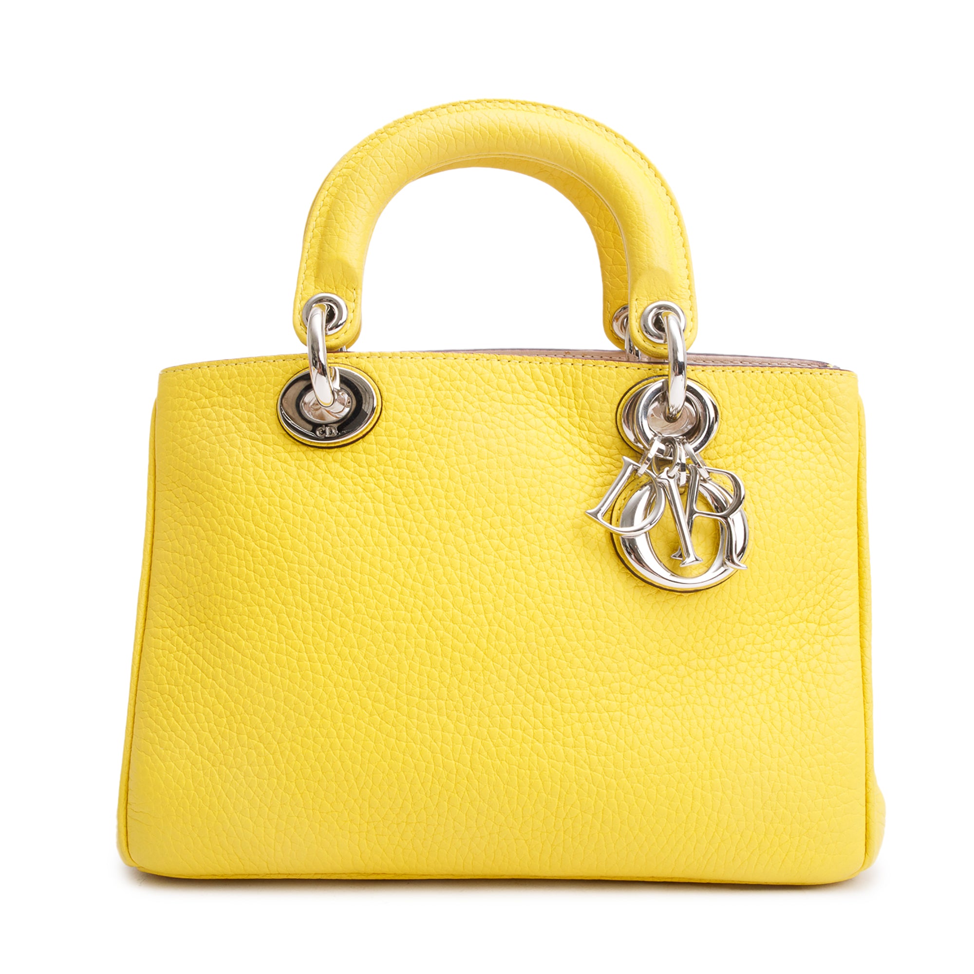 Christian Dior Yellow Calfskin Leather Mini Diorissimo Tote w/ Strap