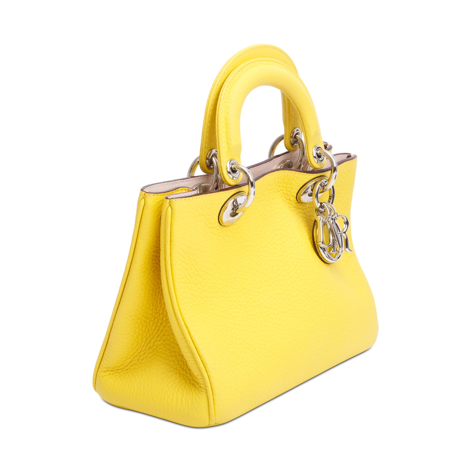 Christian Dior Yellow Calfskin Leather Mini Diorissimo Tote w/ Strap