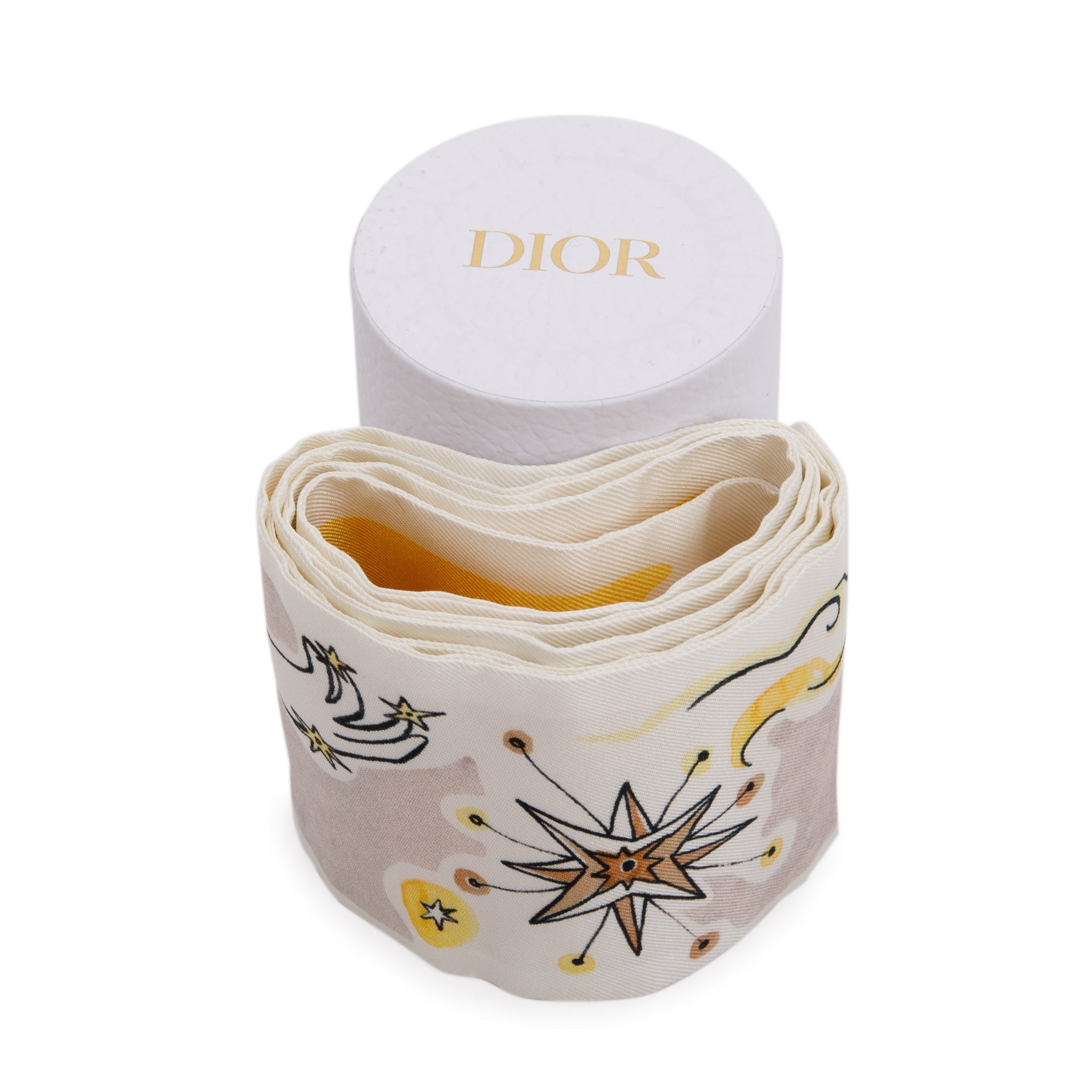 Christian Dior Yellow La Papesse Silk Twilly w/ Box