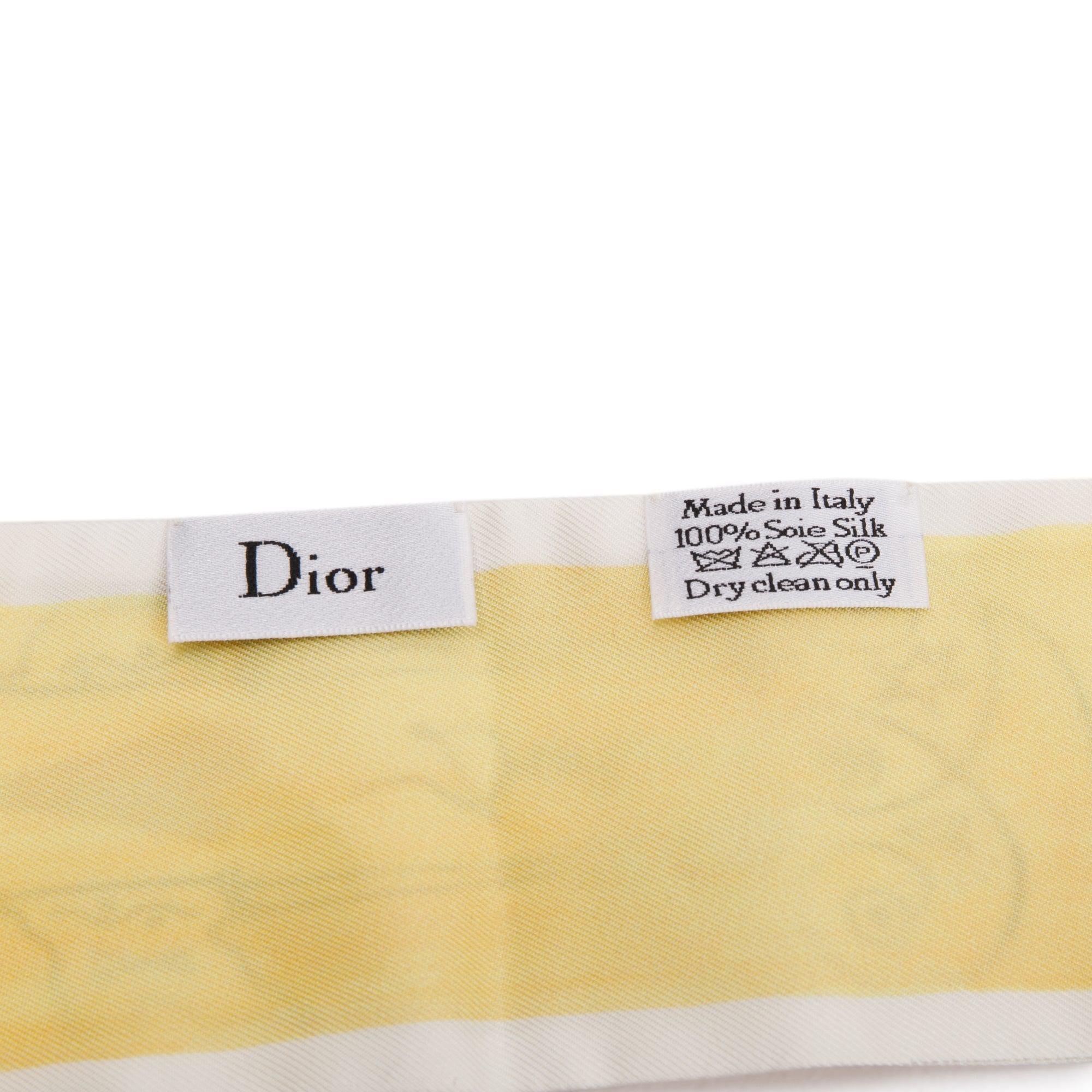 Christian Dior Yellow La Papesse Silk Twilly w/ Box