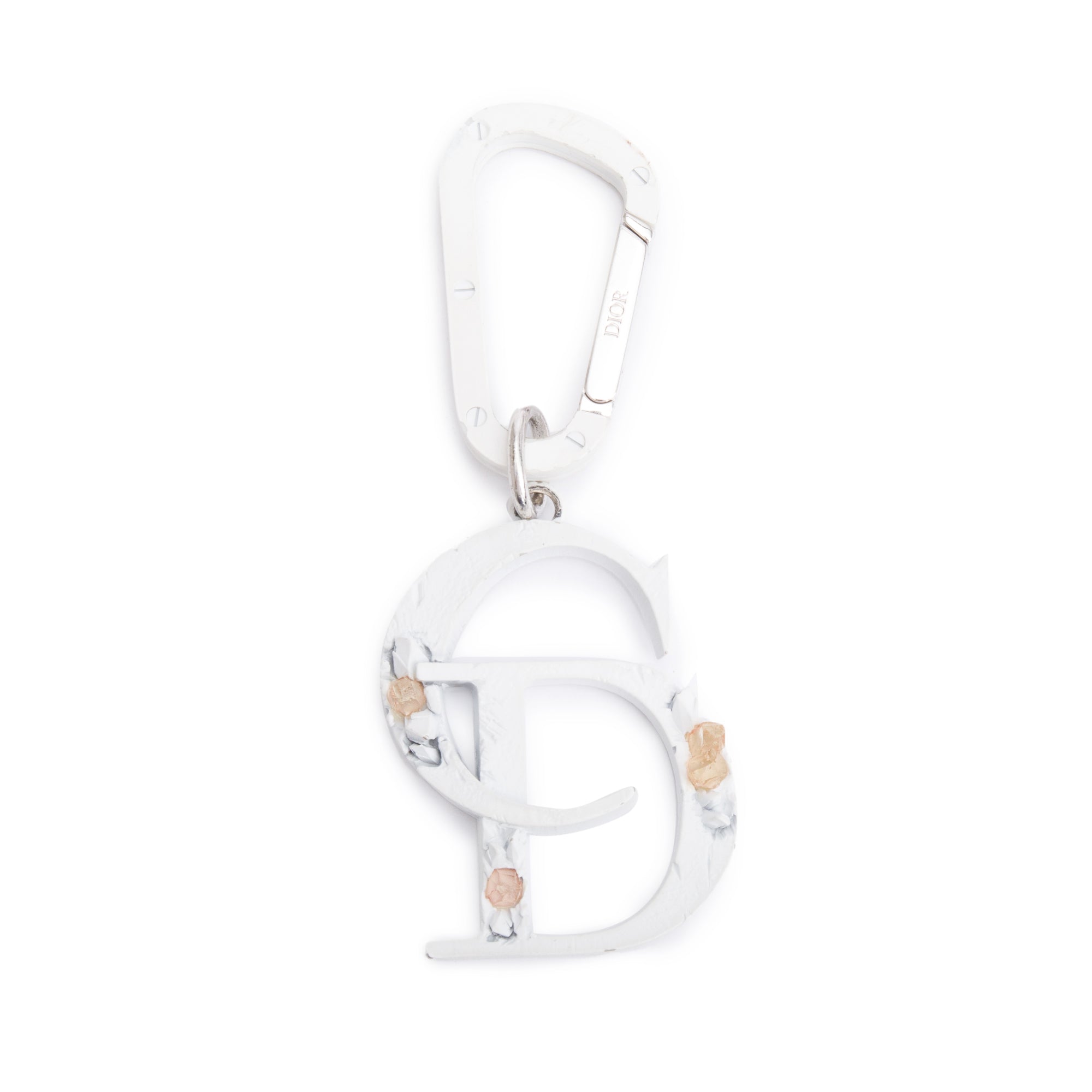 Christian Dior x Daniel Arsham White Silver Finished Metal CD Bag Charm Key Ring