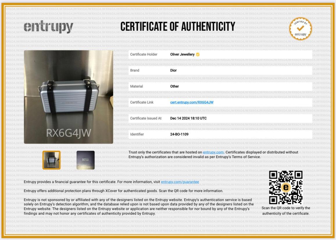 Christian Dior x Rimowa Silver Aluminum Personal Utility Case w/ Strap & Box