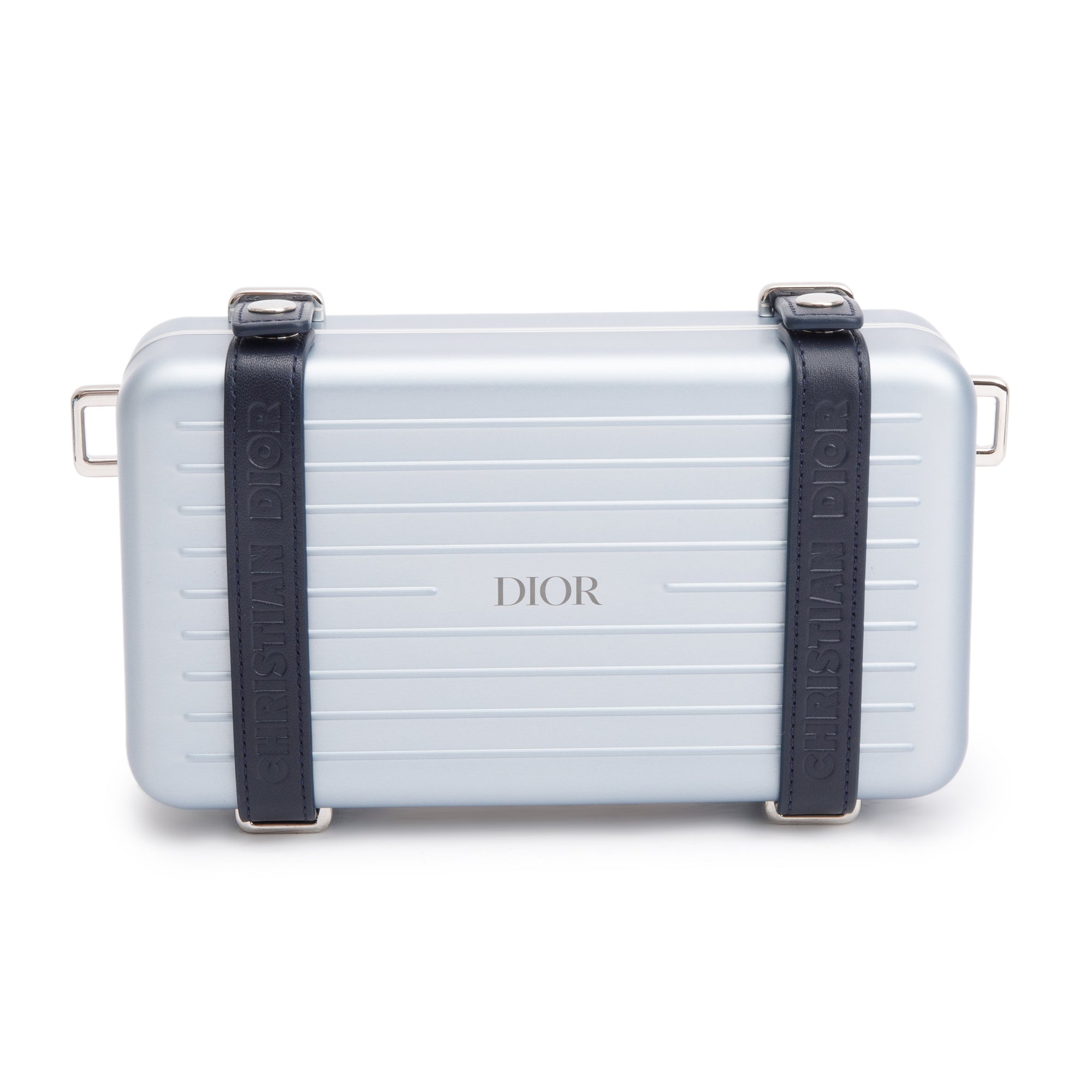Christian Dior x Rimowa Silver Aluminum Personal Utility Case w/ Strap & Box
