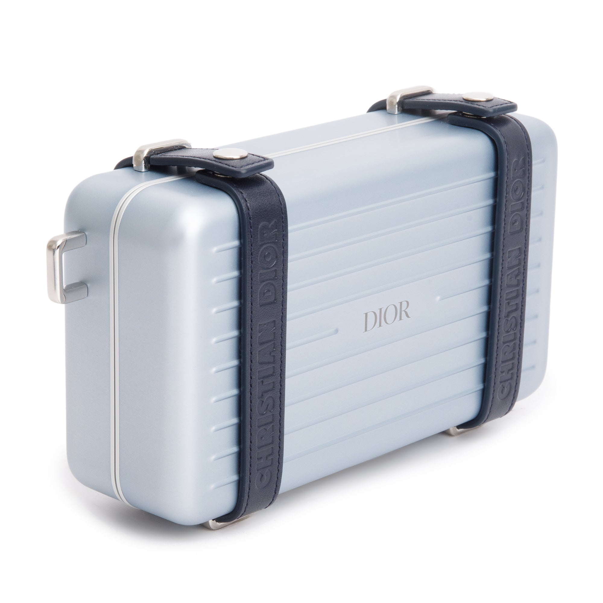 Christian Dior x Rimowa Silver Aluminum Personal Utility Case w/ Strap & Box