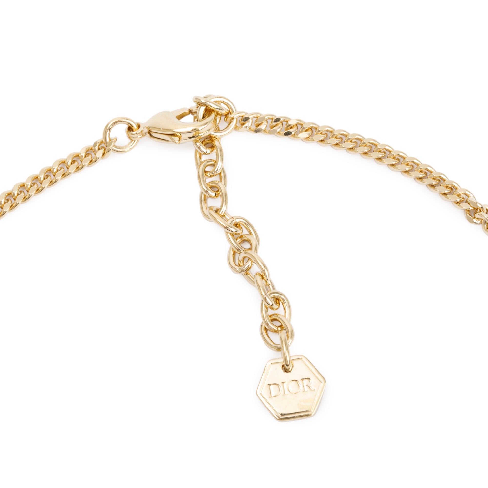 Christian Dior x Shawn Stussy Gold-Tone Crystal Logo Pendant Necklace