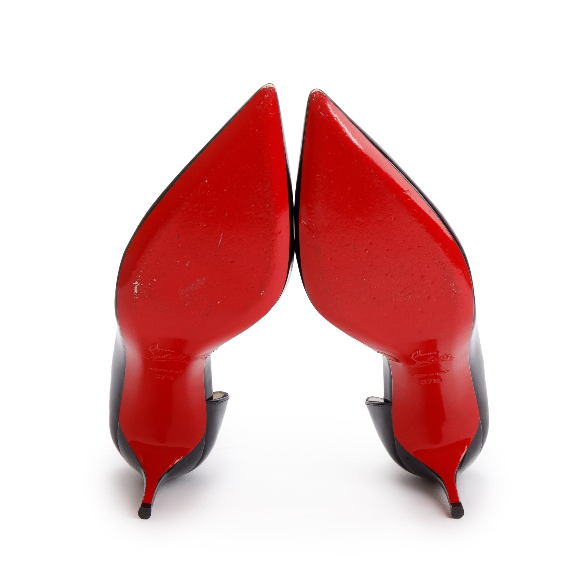 Christian Louboutin 2021 Black Patent Leather Iriza 70 Pumps, Size 37.5 w/ Box & Receipt