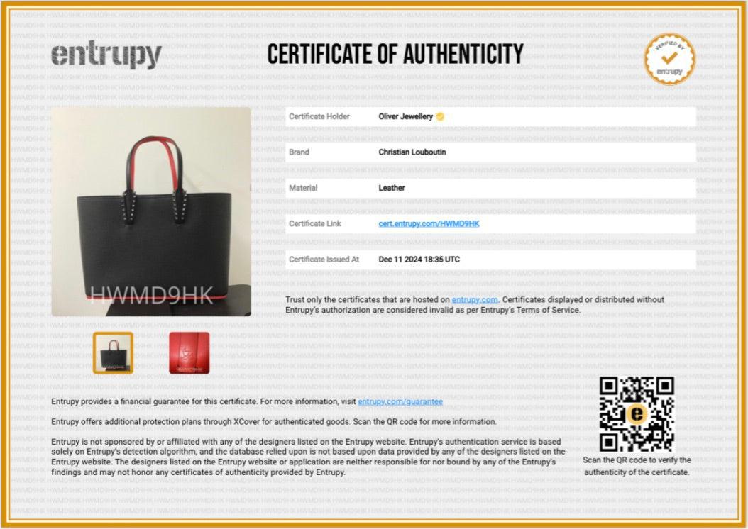 Christian Louboutin 2021 Small Black Calfskin Leather Spike Cabata Tote Bag w/ Pouch, Box & Receipt