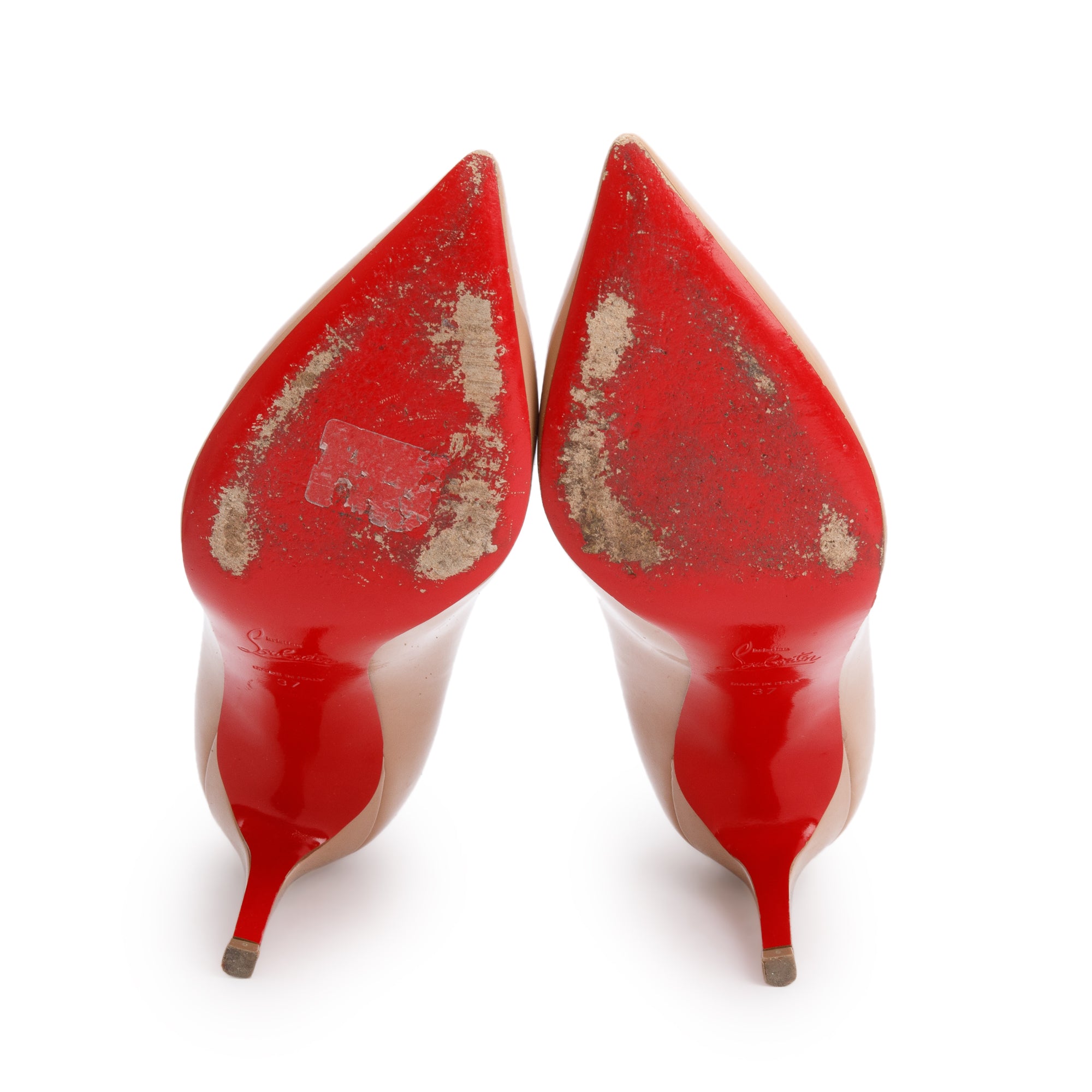Christian Louboutin Beige Patent Leather So Kate 120 Pumps, Size 37