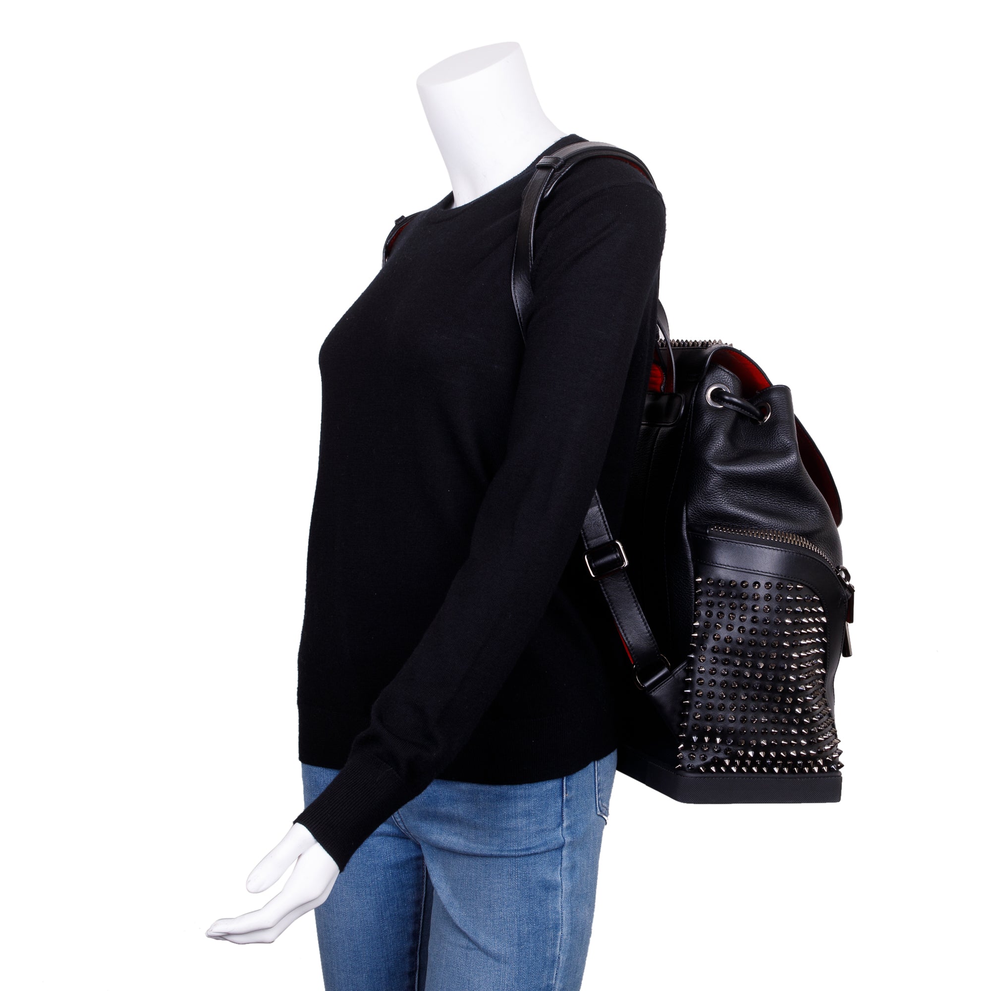 Christian Louboutin Black Calfskin Leather Explorafunk Backpack