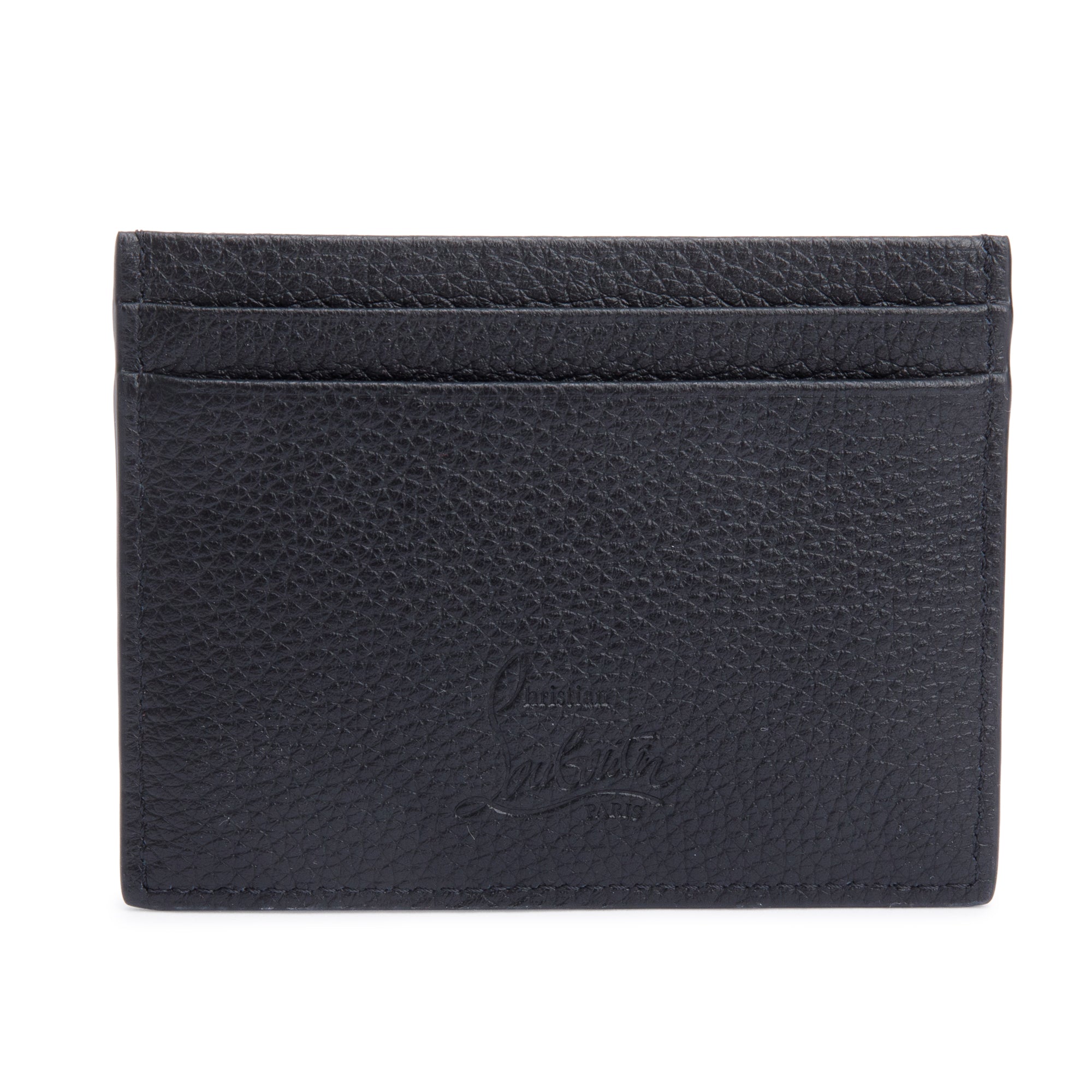 Christian Louboutin Black Calfskin Leather Kios Spiked Card Holder w/ Box