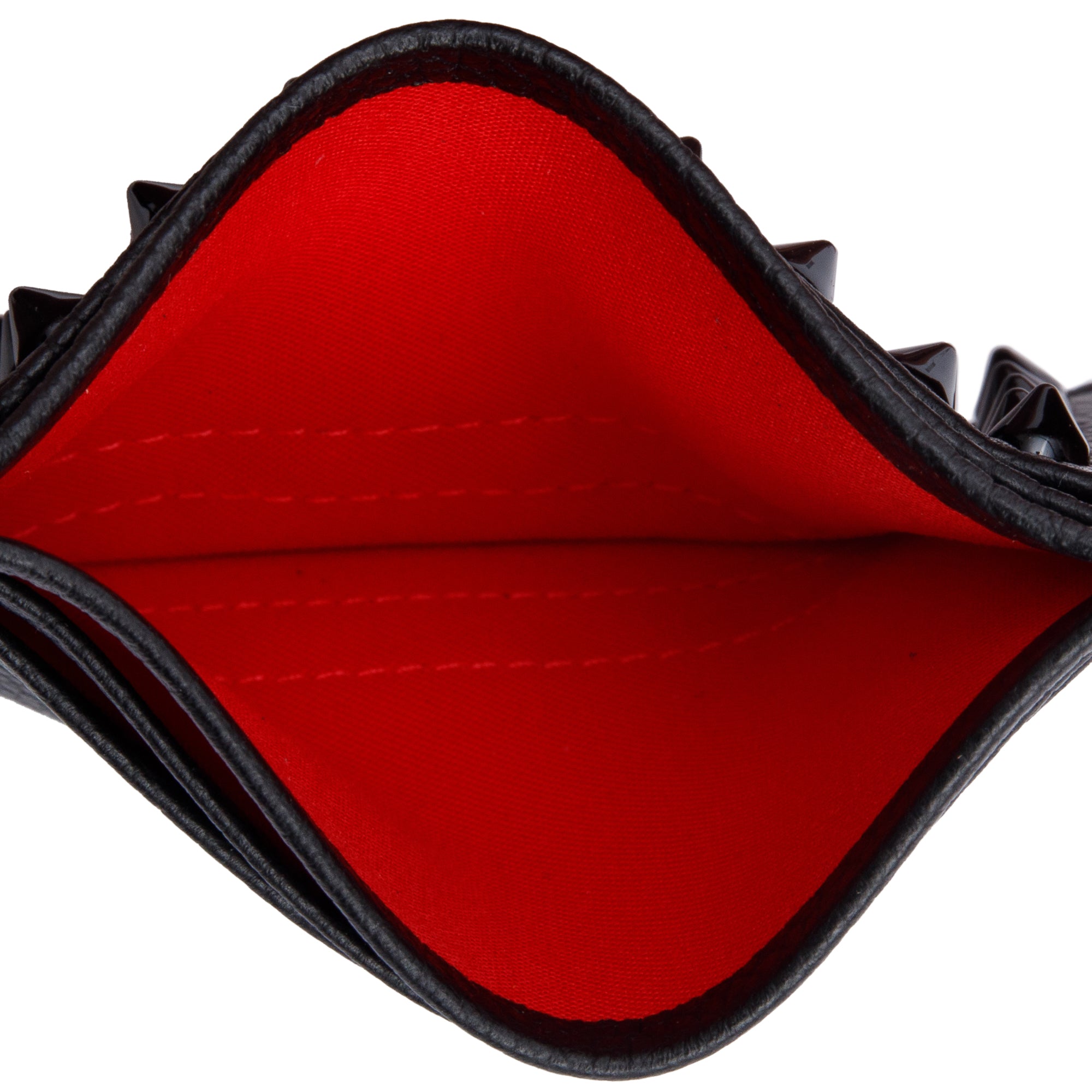 Christian Louboutin Black Calfskin Leather Kios Spiked Card Holder w/ Box