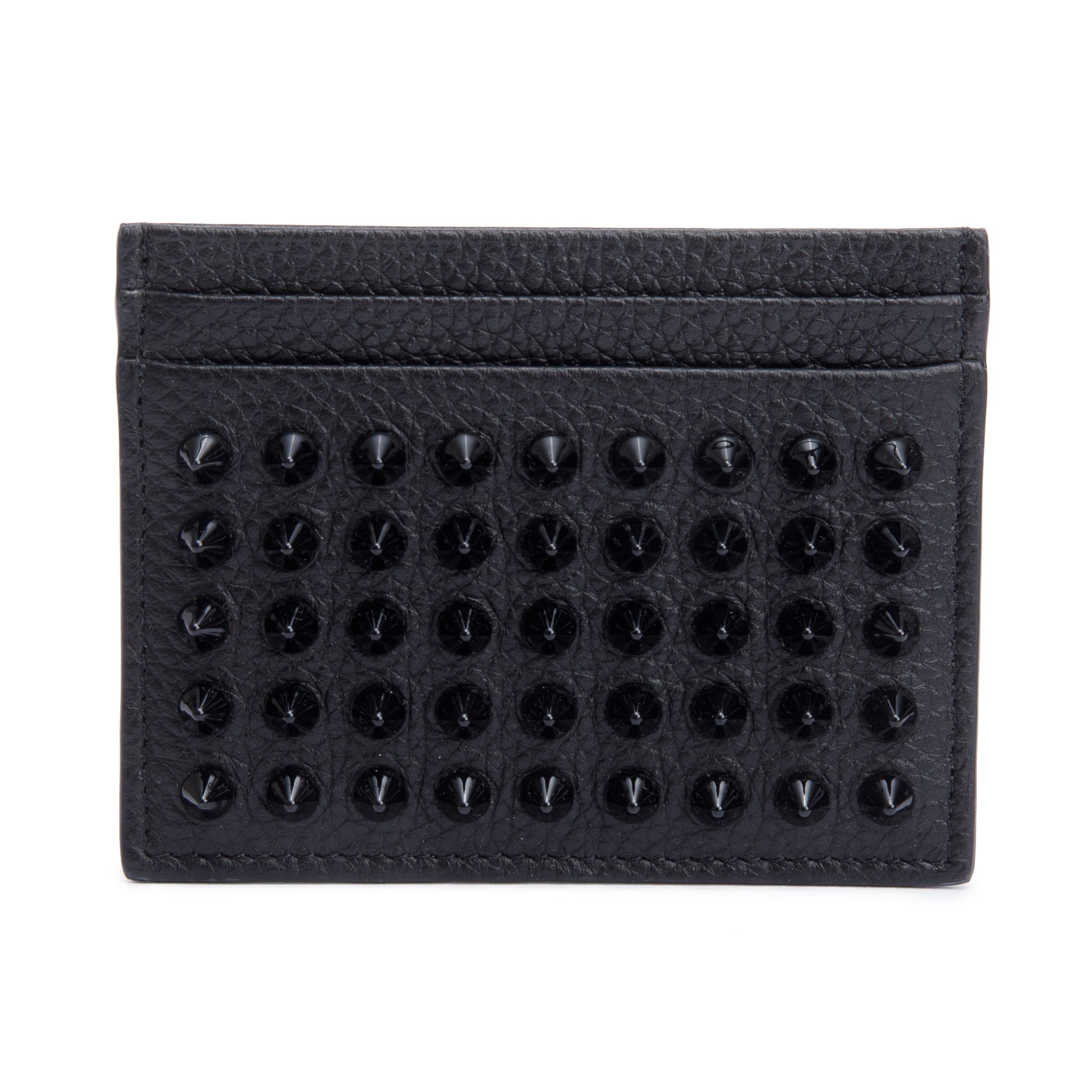 Christian Louboutin Black Calfskin Leather Kios Spiked Card Holder w/ Box