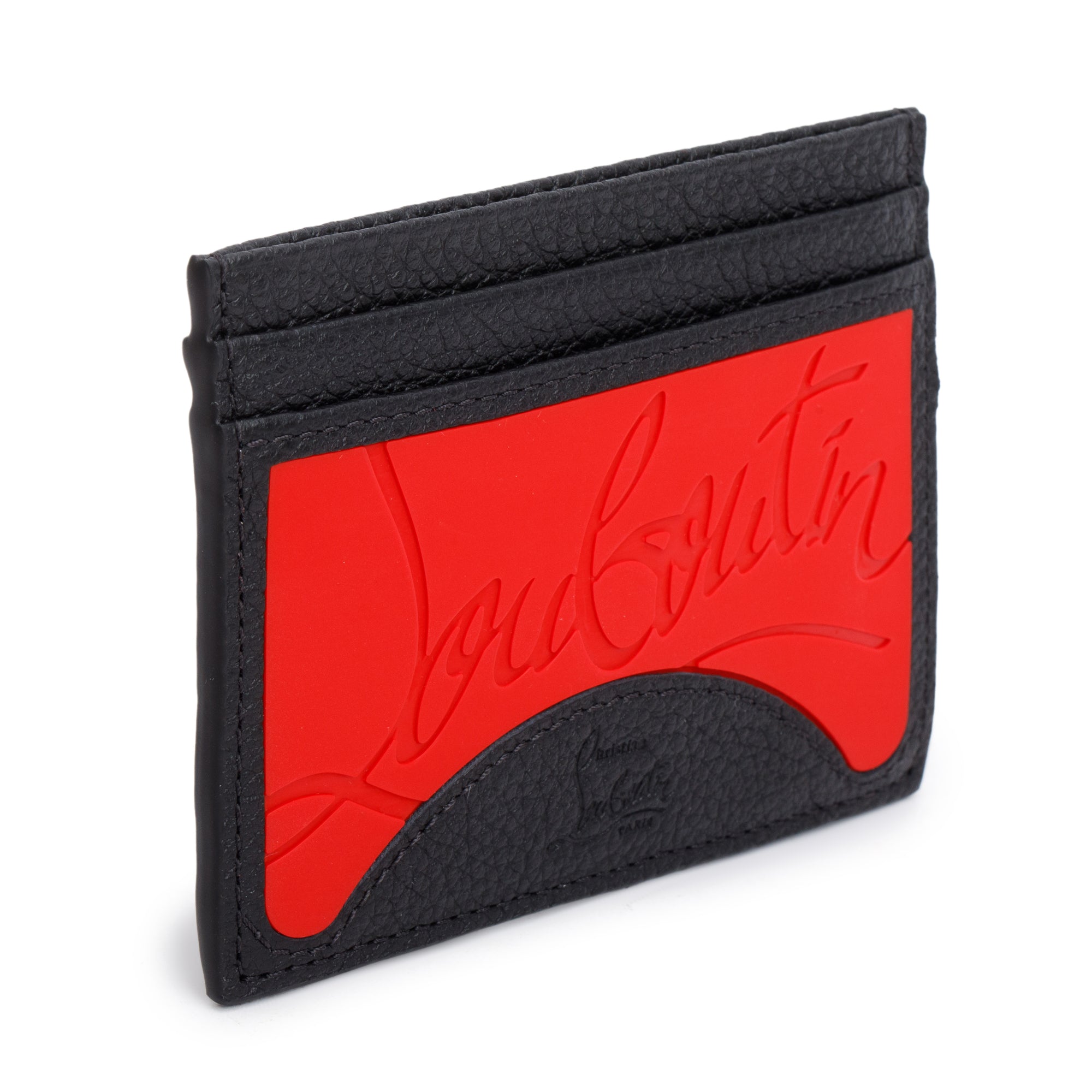 Christian Louboutin Black Calfskin Leather Loubi Kios Card Holder w/ Box