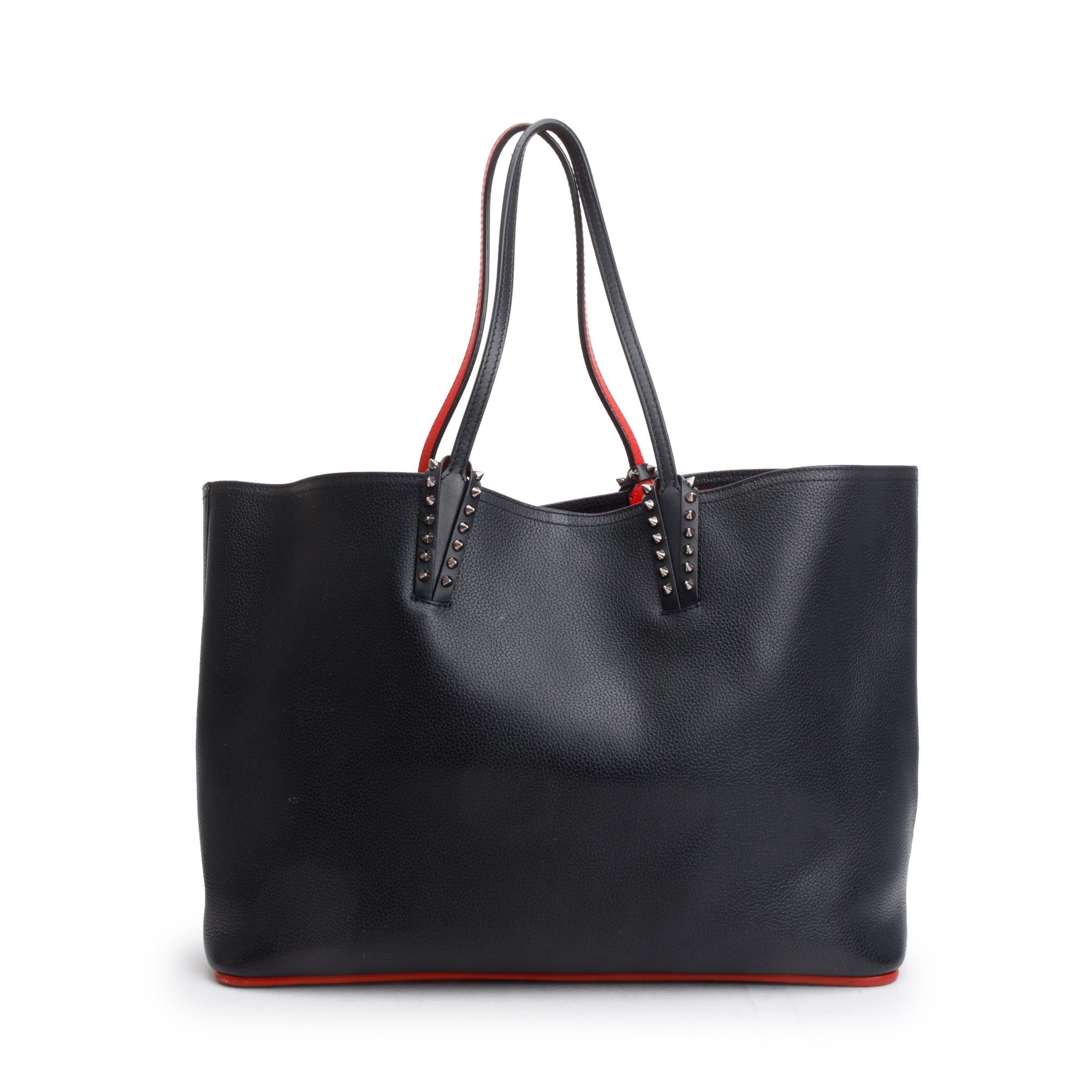 Christian Louboutin Black Calfskin Leather Spike Cabata Tote Bag w/ Pouch