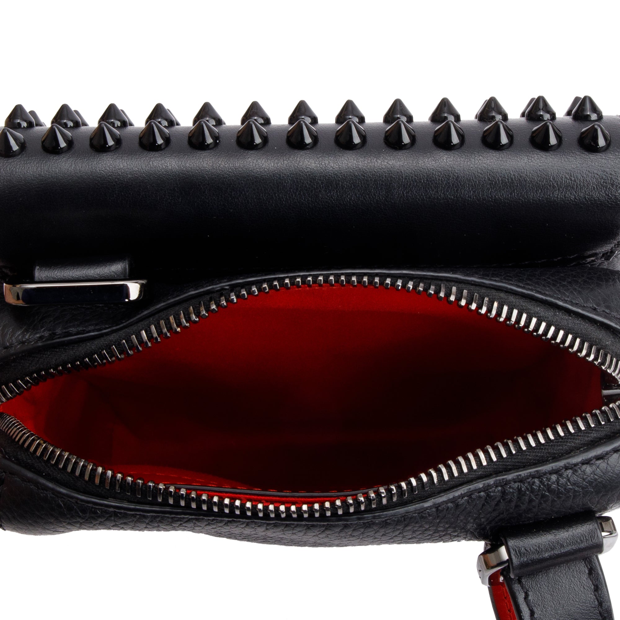 Christian Louboutin Black Calfskin Leather Spikes Benech Reporter Messenger Bag