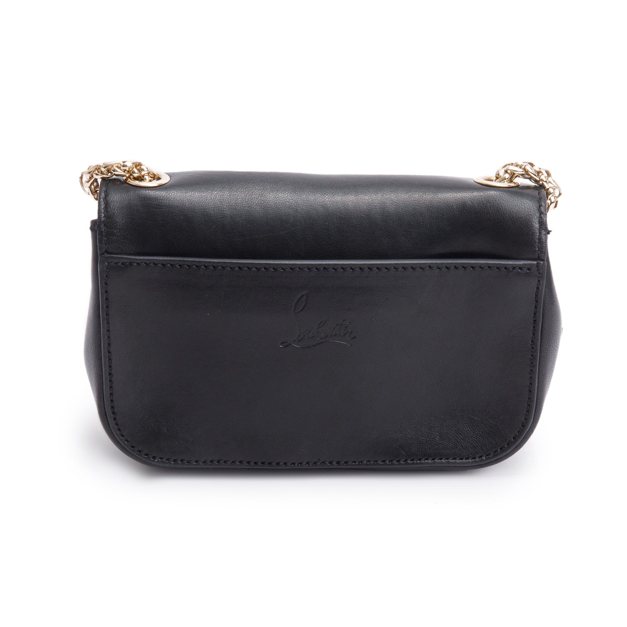 Christian Louboutin Black Calfskin Red Patent Leather Sweet Charity Heart Mini Crossbody Bag