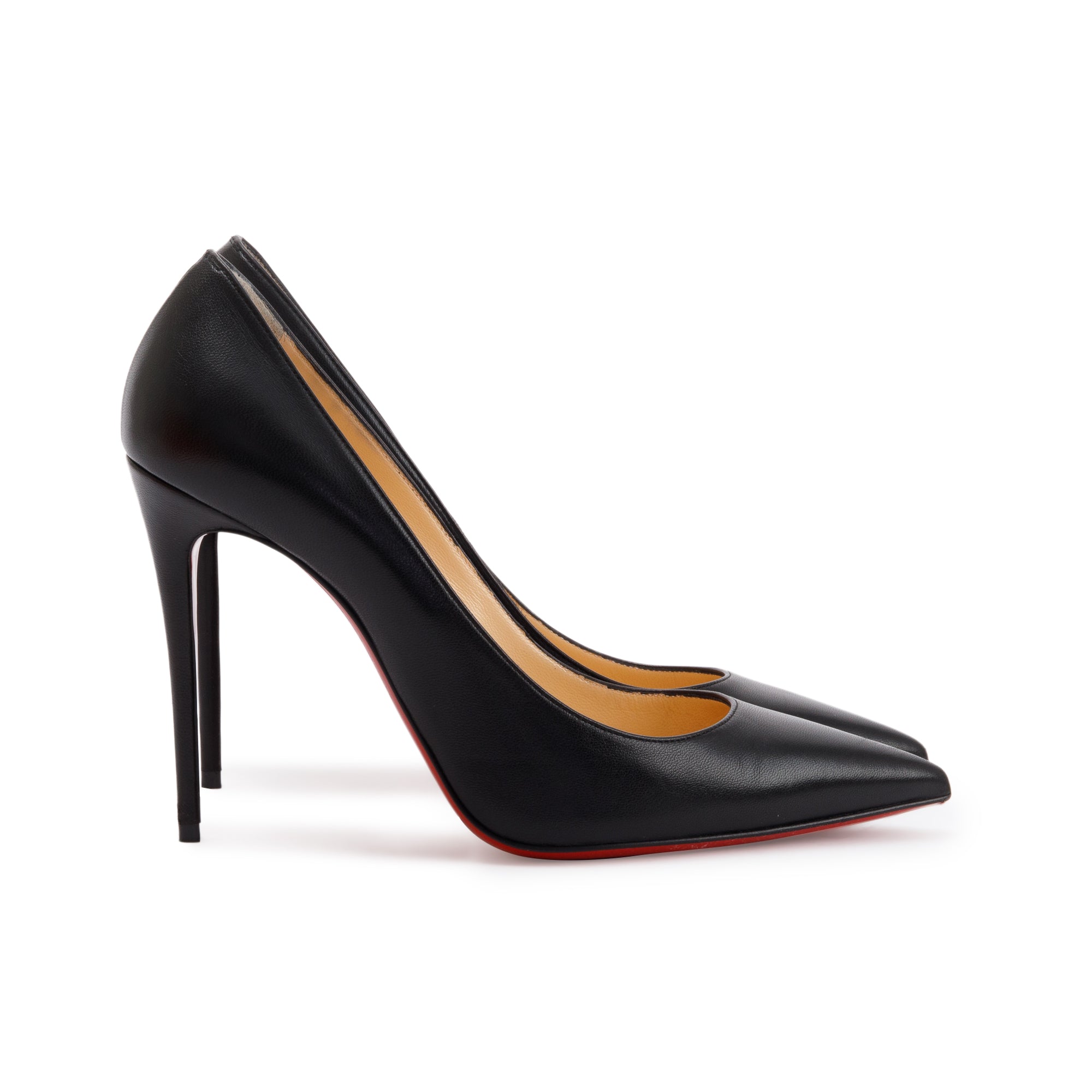 Christian Louboutin Black Leather Kate 100 Pumps, Size 38.5 w/ Box