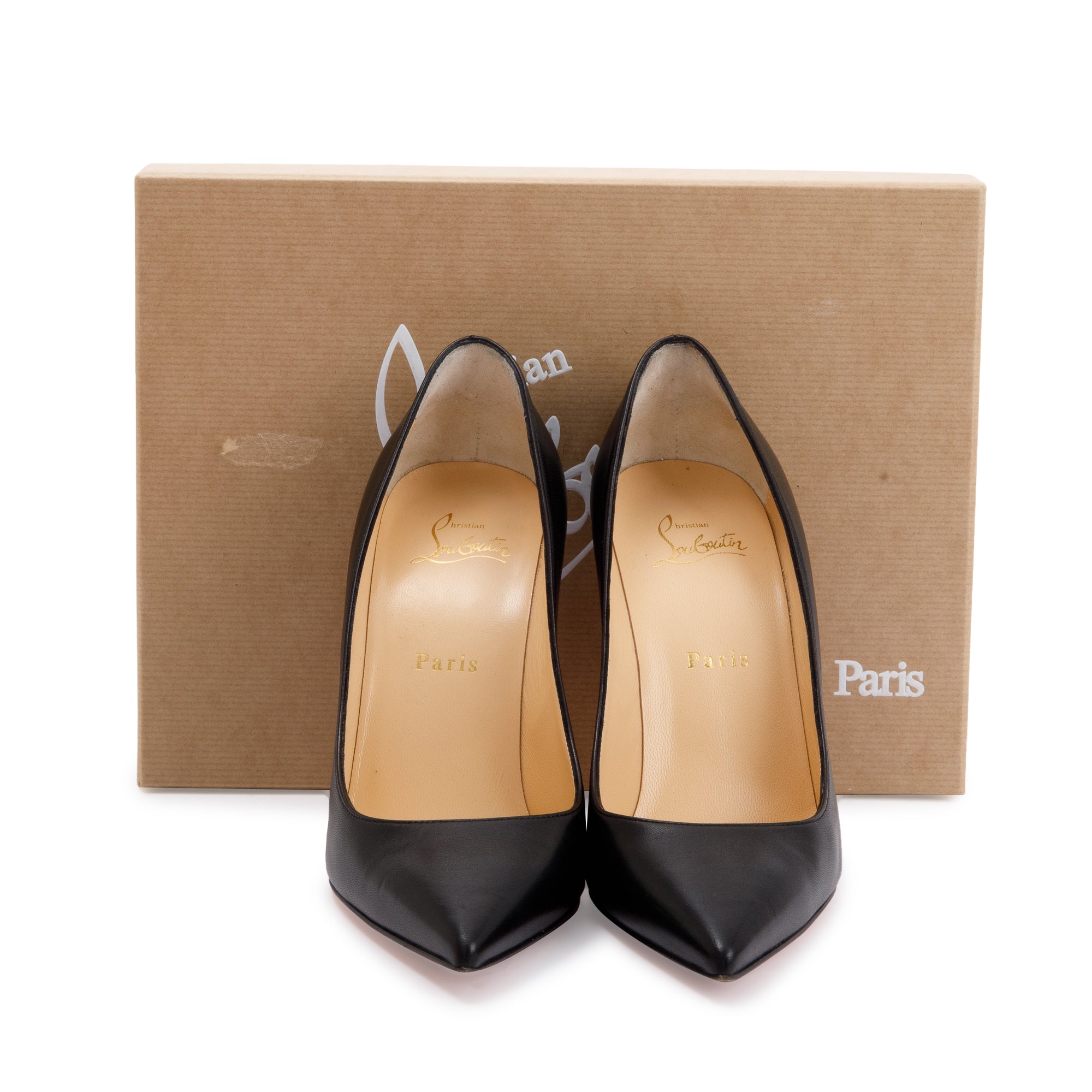 Christian Louboutin Black Leather Kate 100 Pumps, Size 38.5 w/ Box