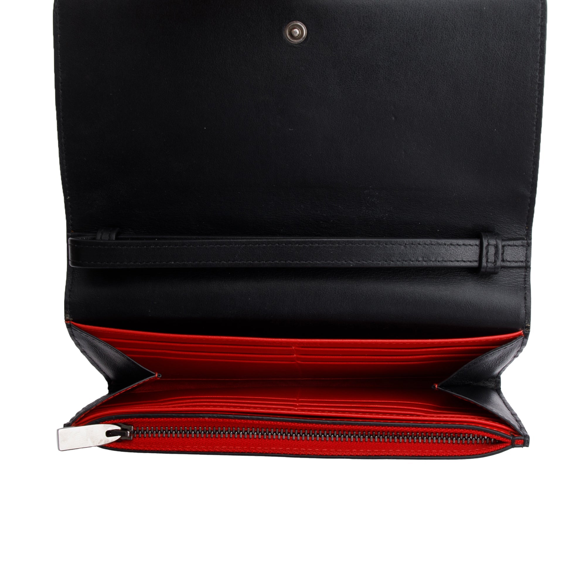 Christian Louboutin Black Leather Macaron Spike Flap Wallet