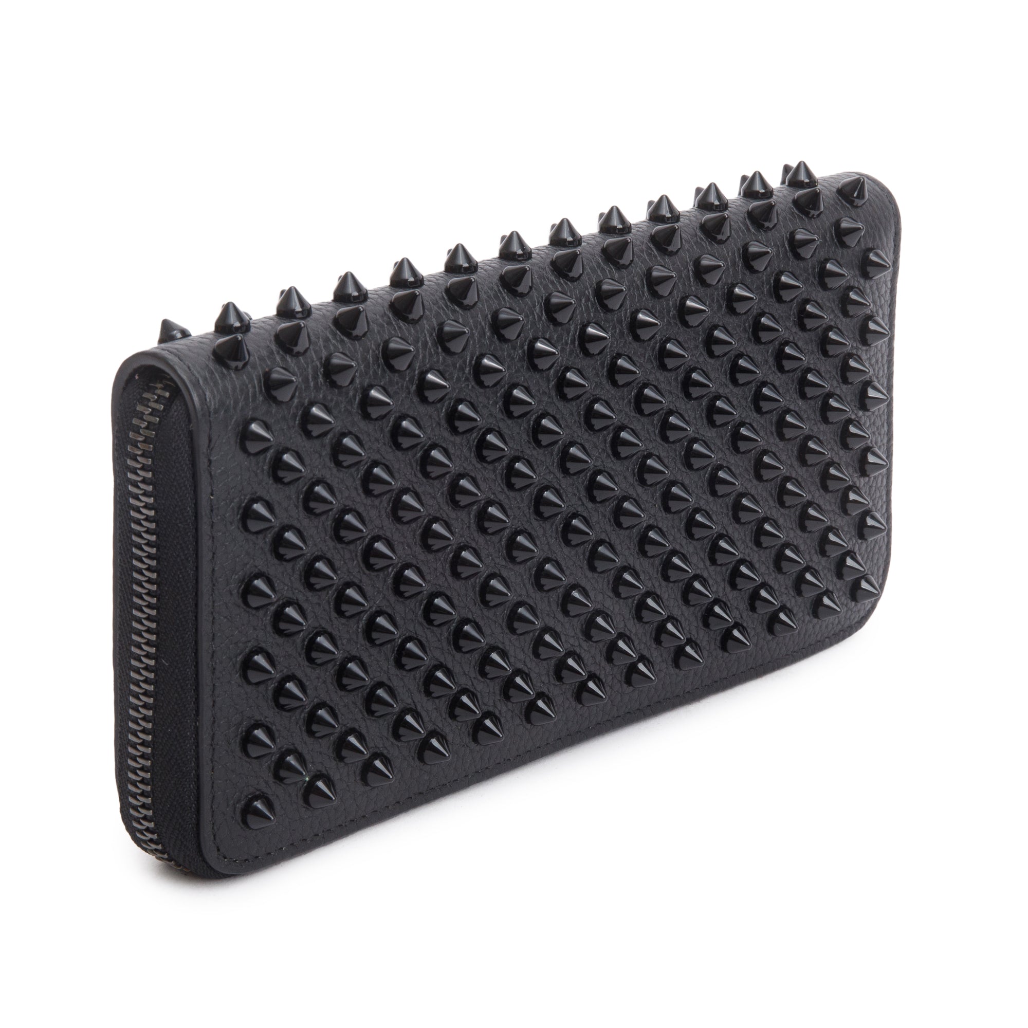 Christian Louboutin Black Leather Spike Panettone Wallet w/ Box
