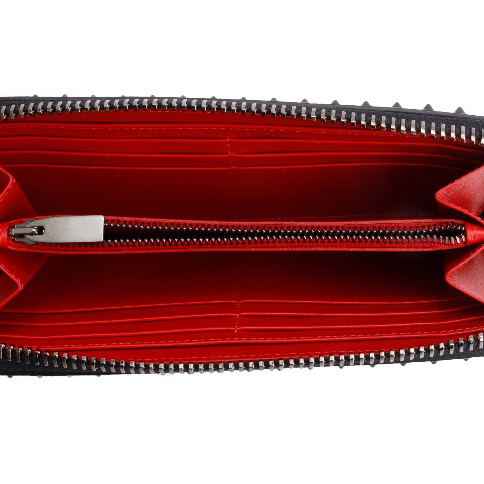 Christian Louboutin Black Leather Spike Panettone Zip Wallet w/ Box