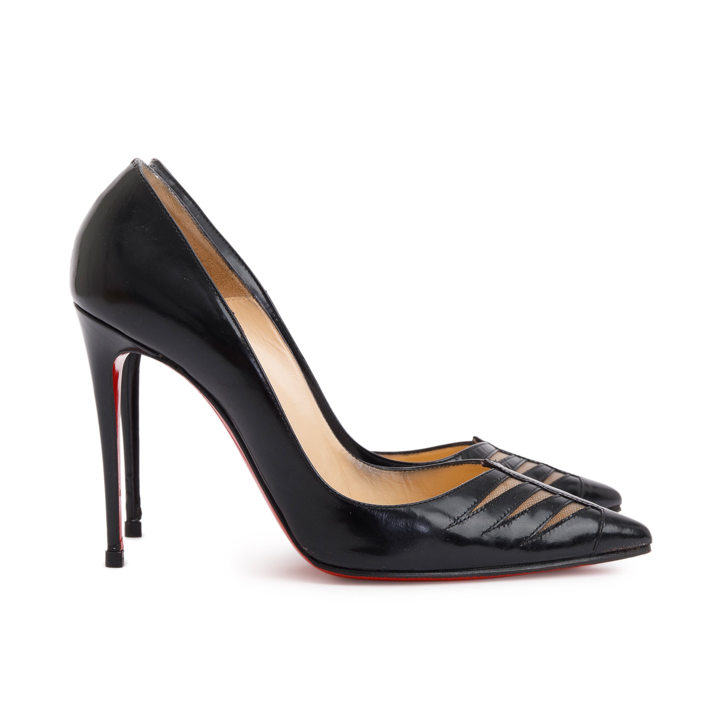Christian Louboutin Black Leather Vampomax 100 Pumps, Size 37.5 w/ Box