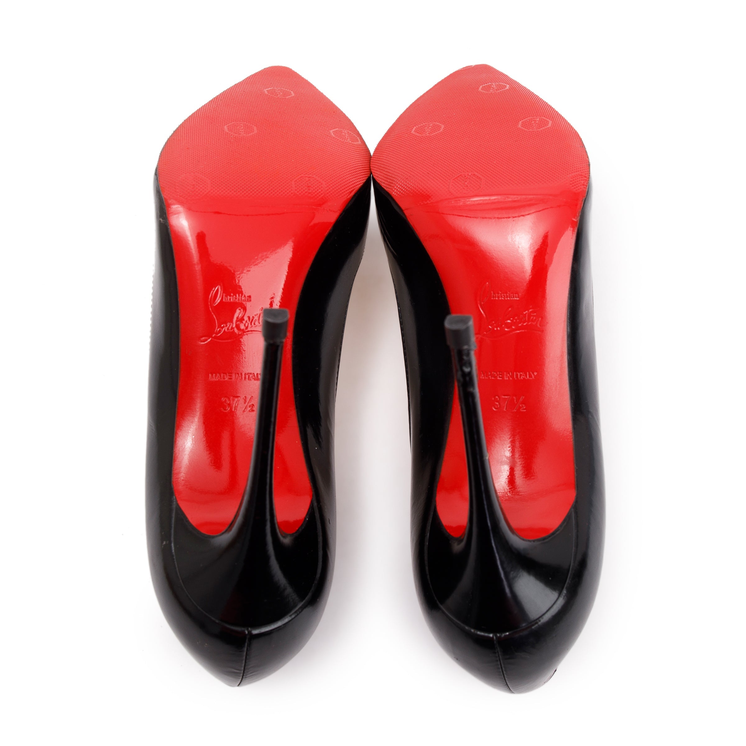 Christian Louboutin Black Leather Vampomax 100 Pumps, Size 37.5 w/ Box