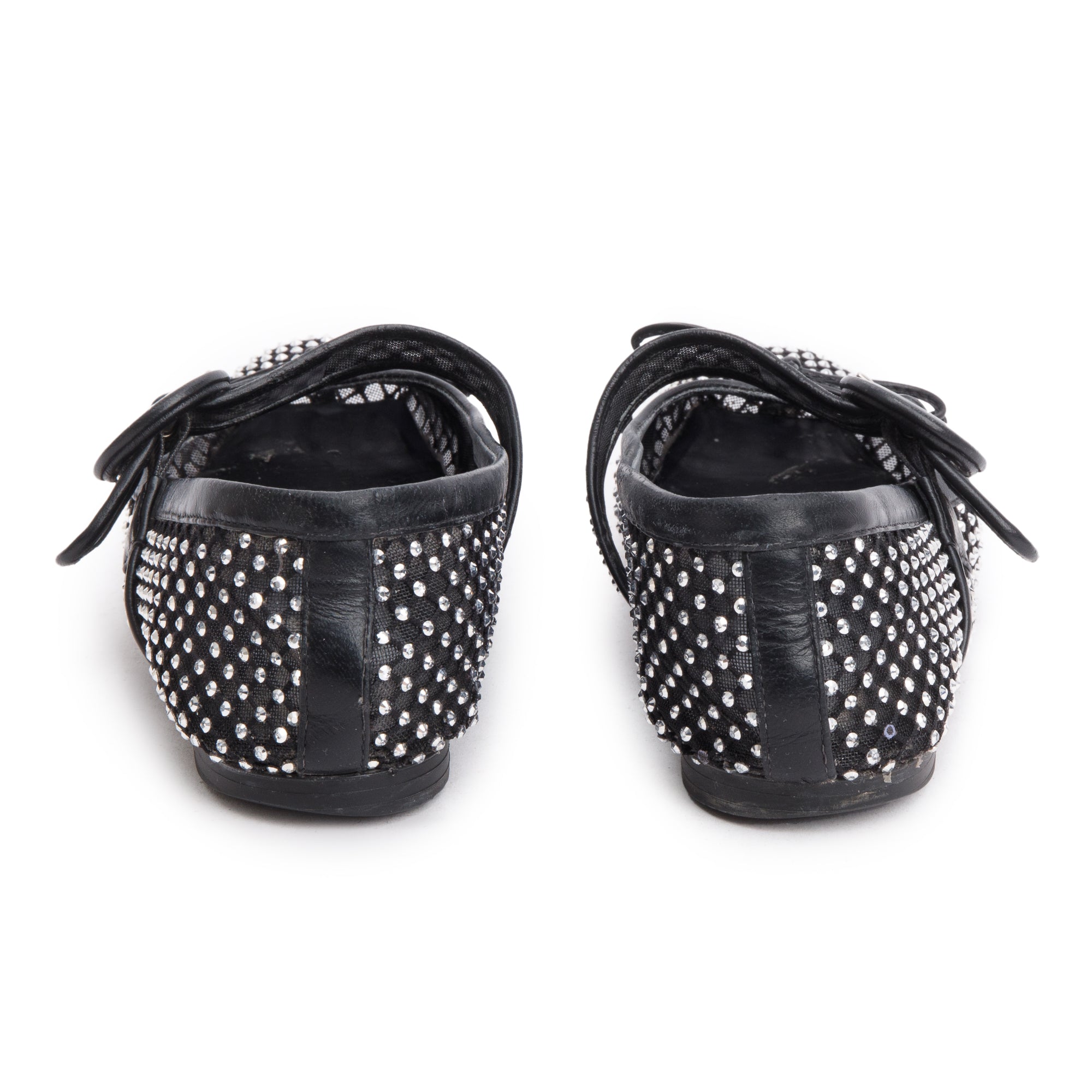 Christian Louboutin Black Mesh Crystal Mamastrapitina Ballet Flat Shoes, Size 36