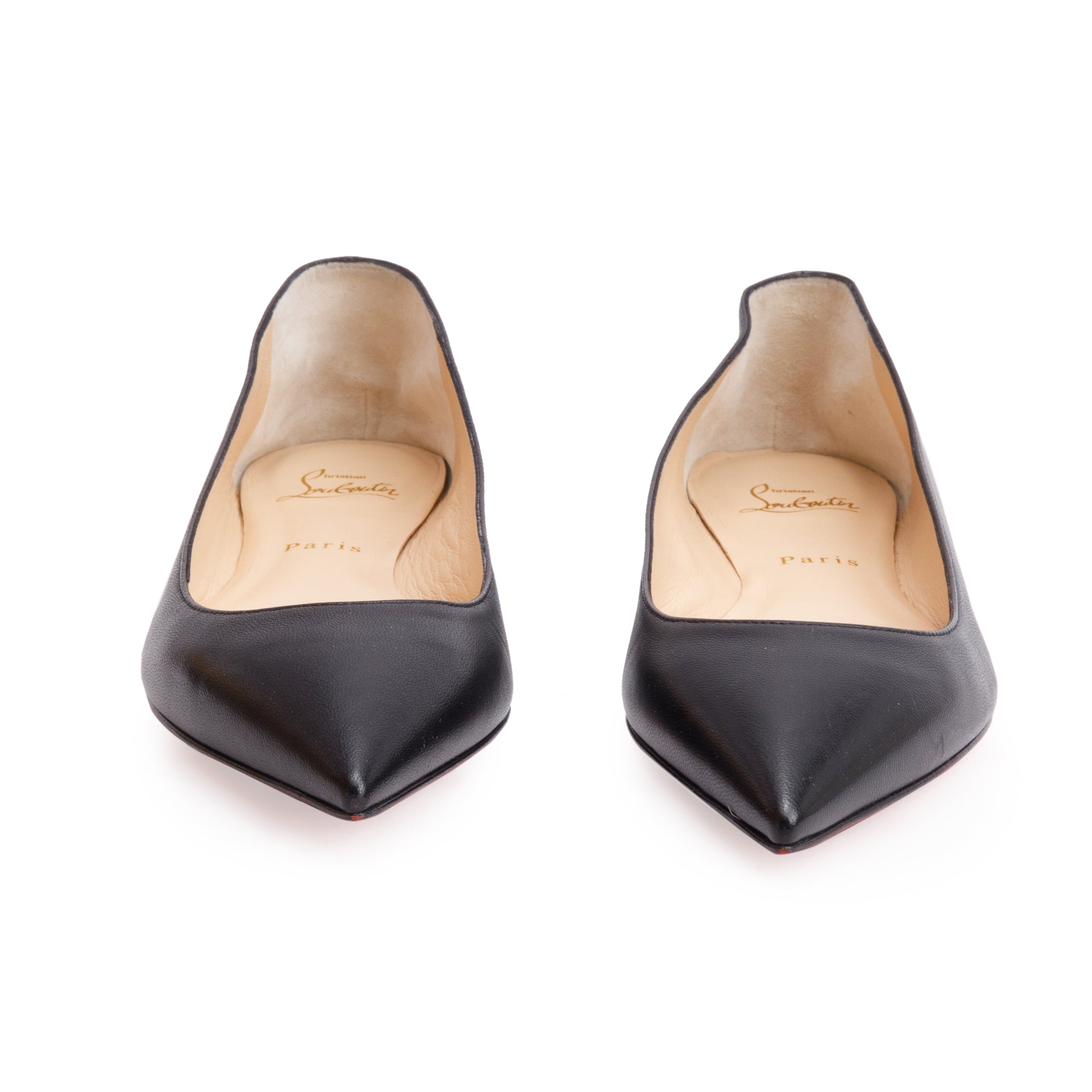 Christian Louboutin Black Nappa Leather Ballalla Flats, Size 41 w/ Box