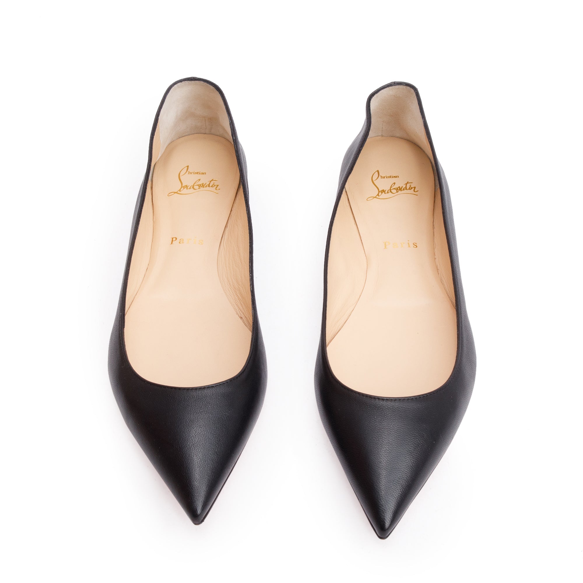 Christian Louboutin Black Nappa Leather Ballalla Flats, Size 41 w/ Box