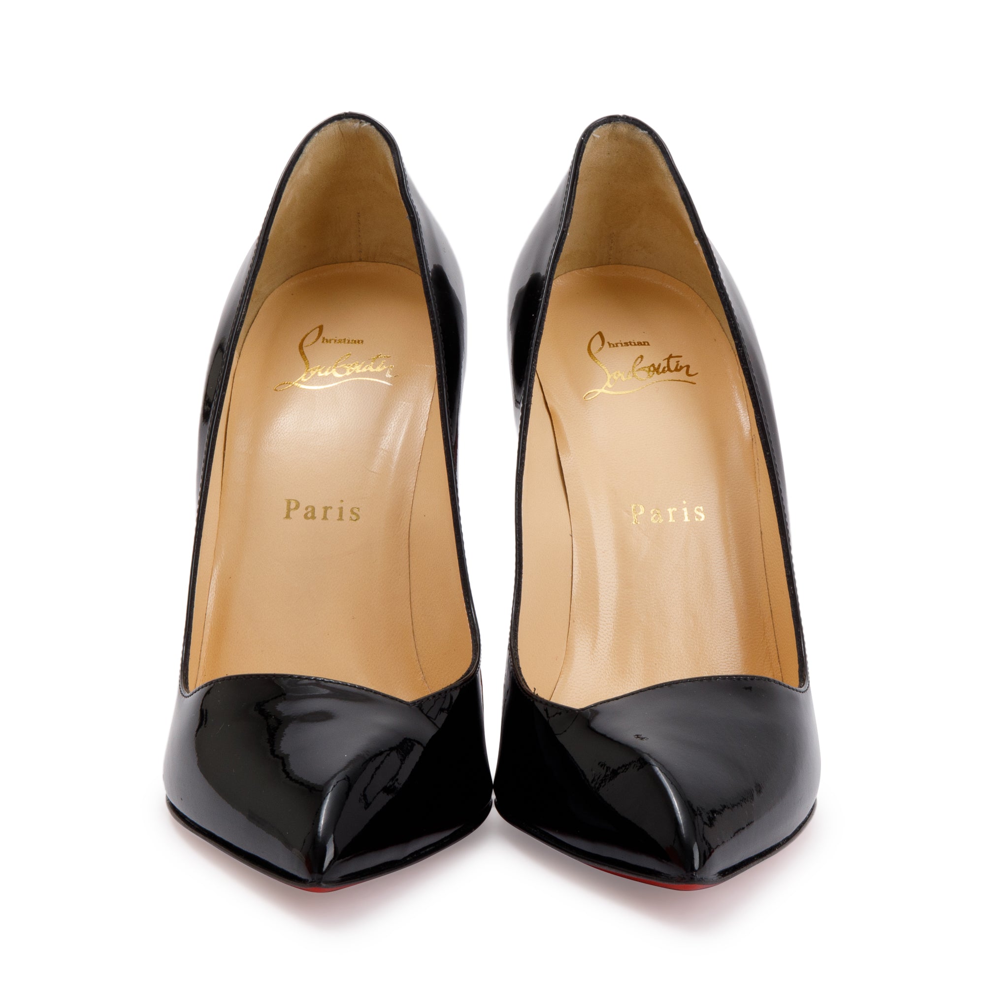 Christian Louboutin Black Patent Corneille 100 Pumps, Size 38.5 w/ Box