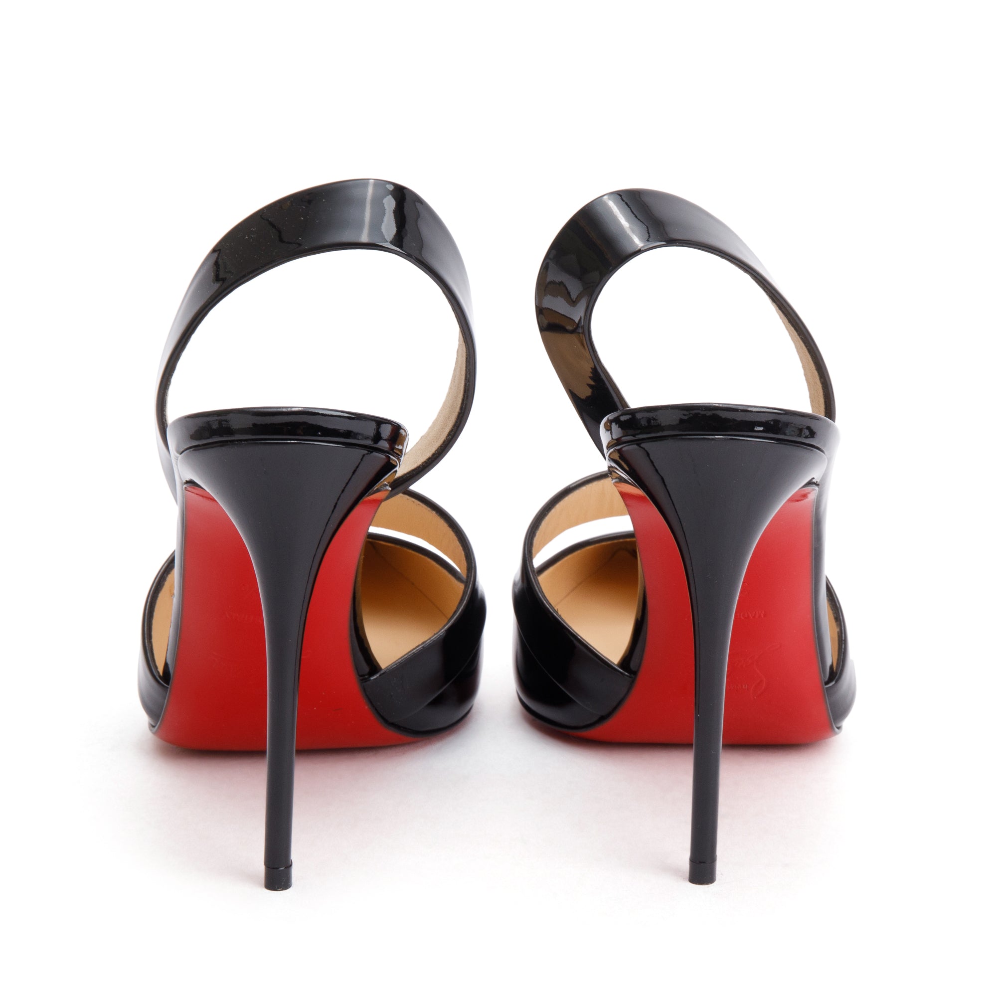 Christian Louboutin Black Patent Leather Actina 100 Pumps, Size 38.5 w/ Box