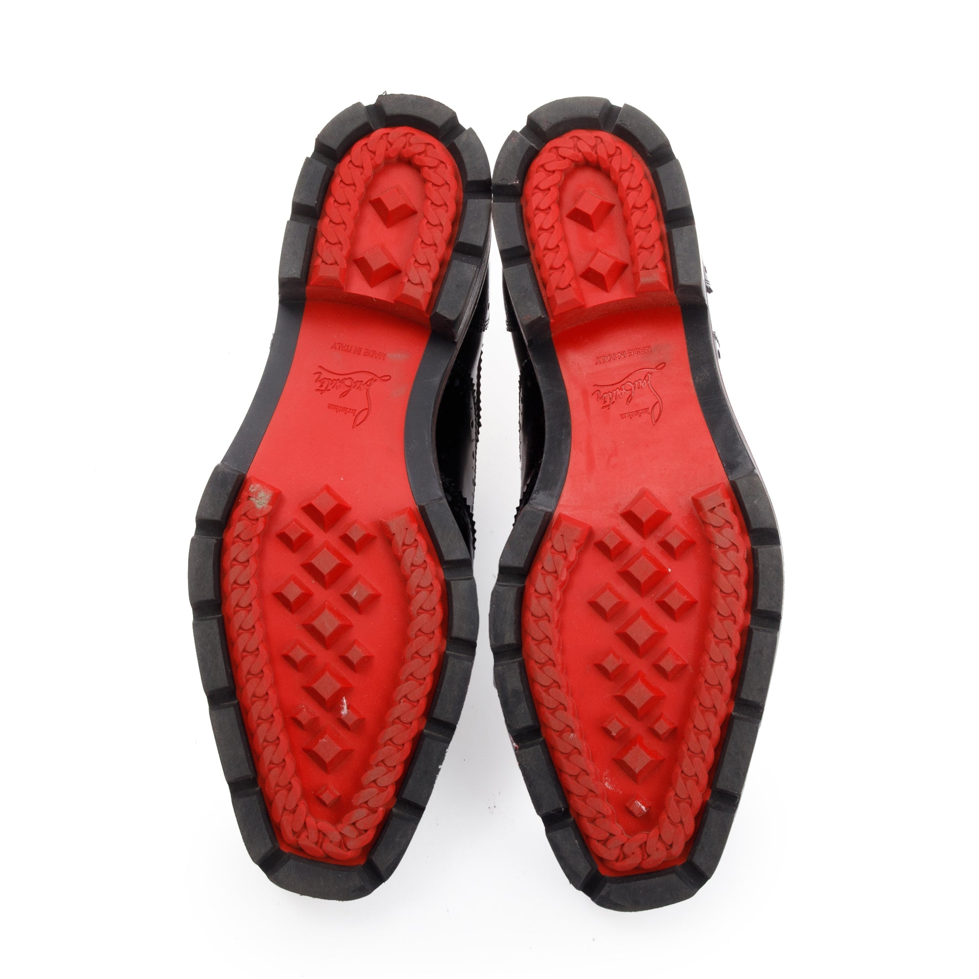 Christian Louboutin Black Patent Leather Baroque Charletta Flat Oxfords, Size 36 w/ Box