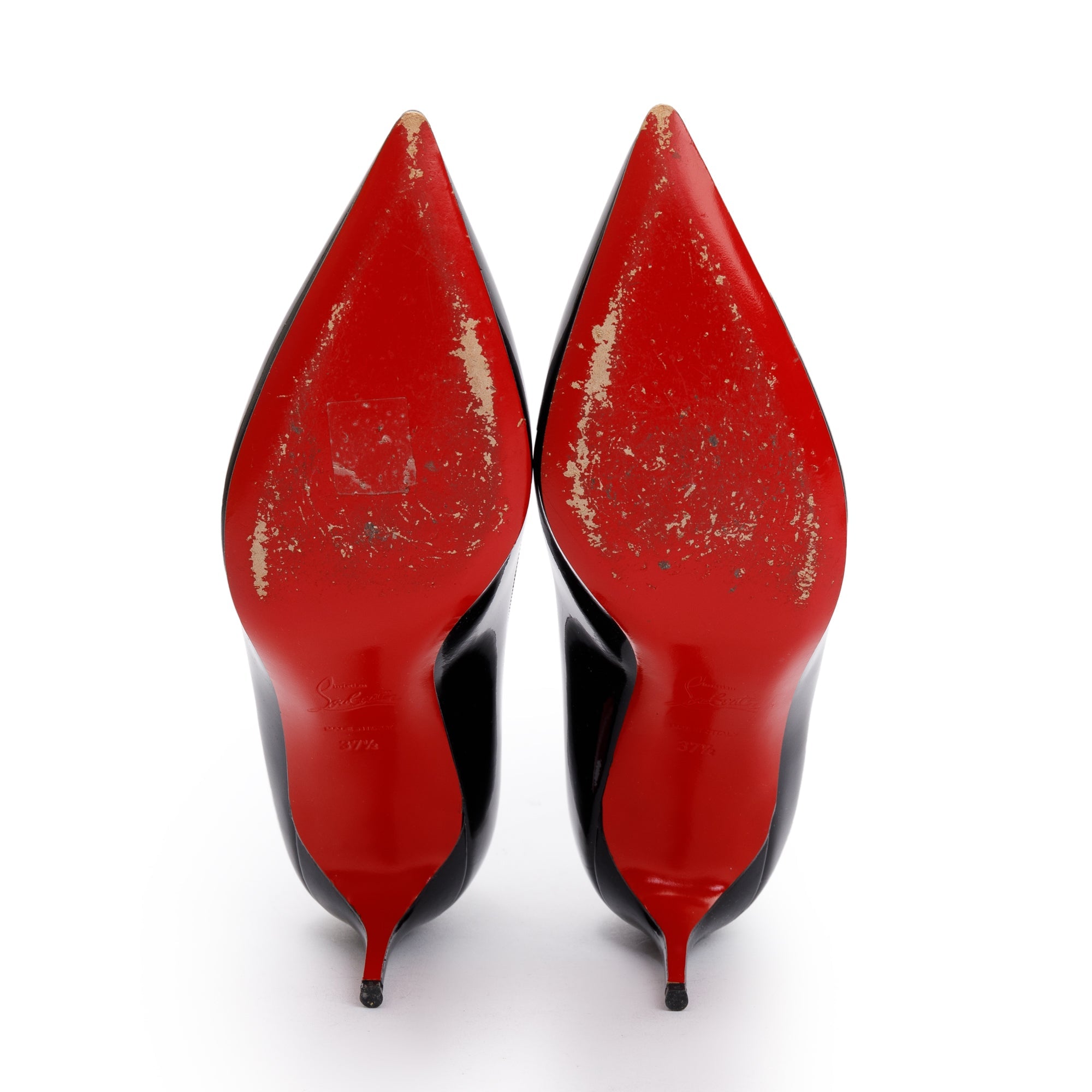 Christian Louboutin Black Patent Leather Decolette 554 70 Pumps, Size 37.5 w/ Box