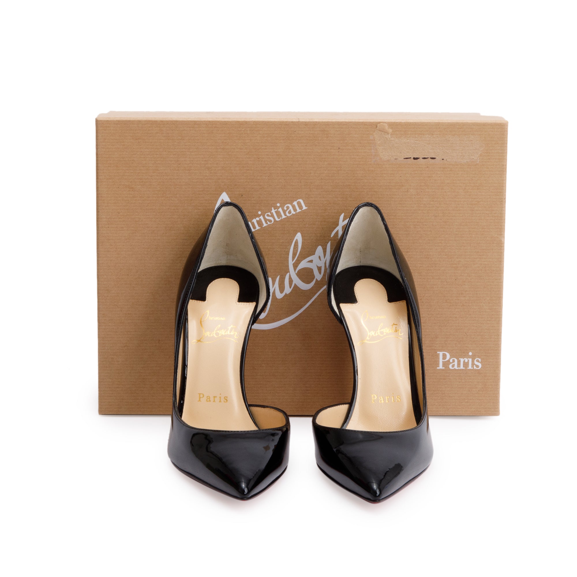Christian Louboutin Black Patent Leather Iriza 100 Pumps, Size 36 w/ Box