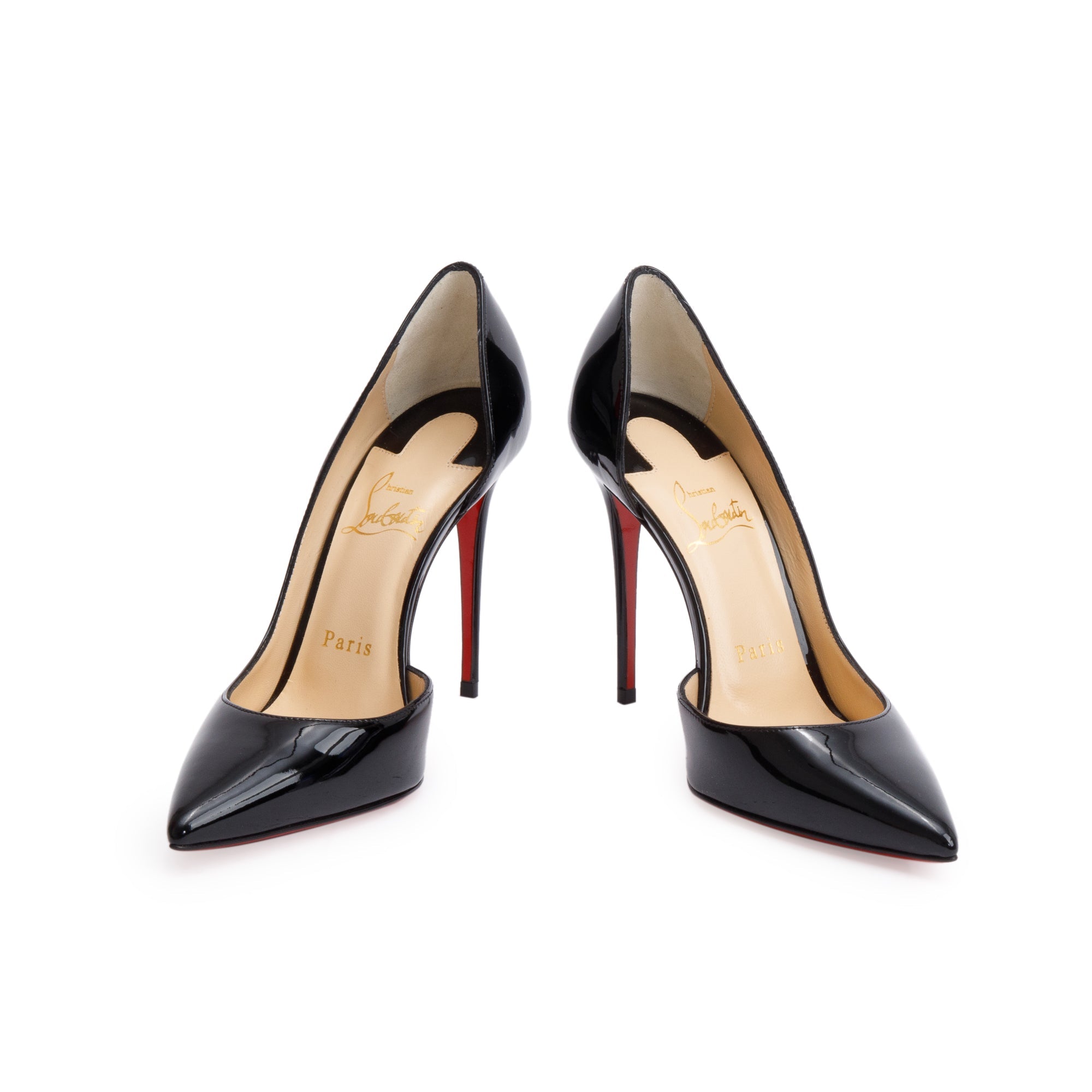 Christian Louboutin Black Patent Leather Iriza 100 Pumps, Size 36 w/ Box