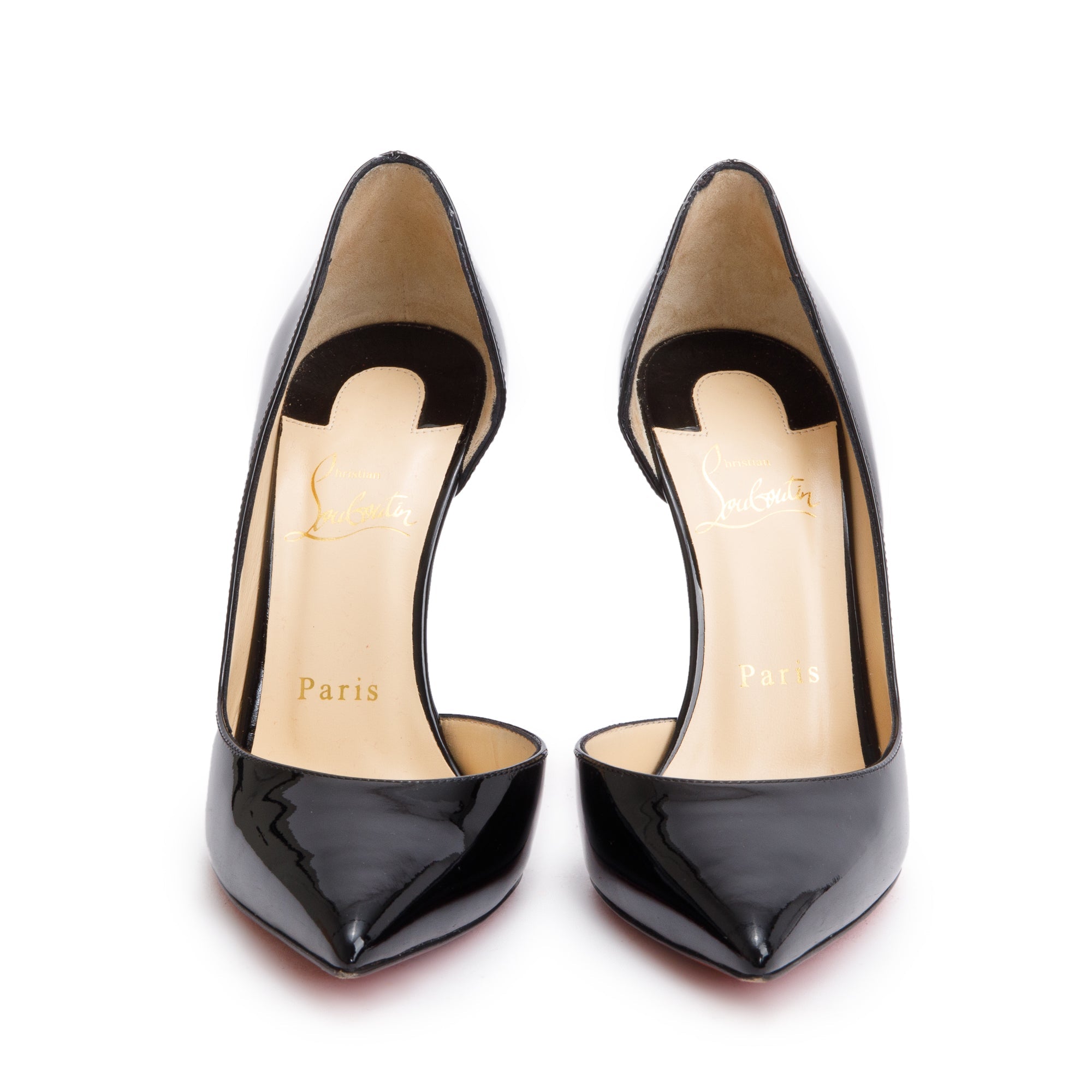 Christian Louboutin Black Patent Leather Iriza 100 Pumps, Size 36.5 w/ Box