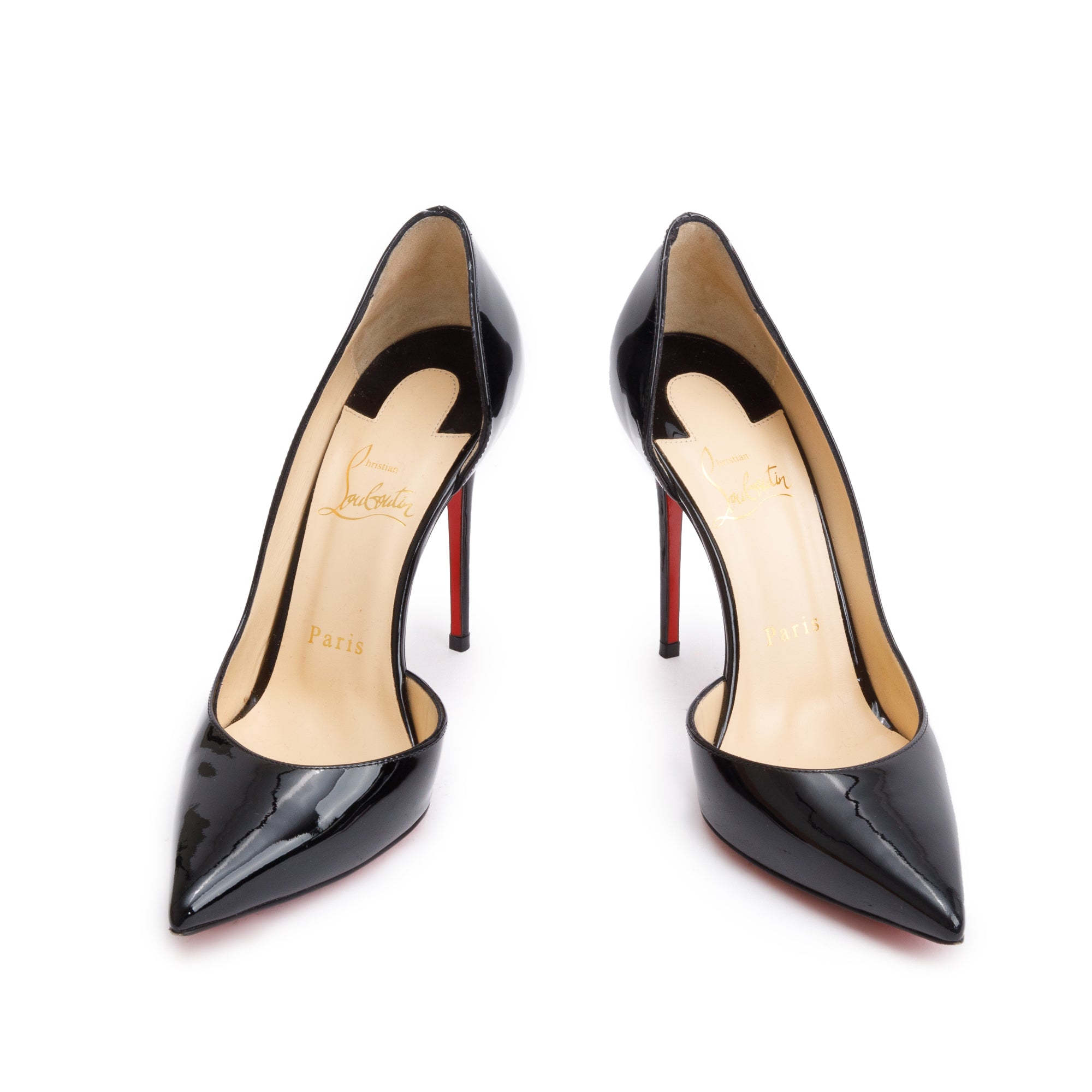 Christian Louboutin Black Patent Leather Iriza 100 Pumps, Size 36.5 w/ Box