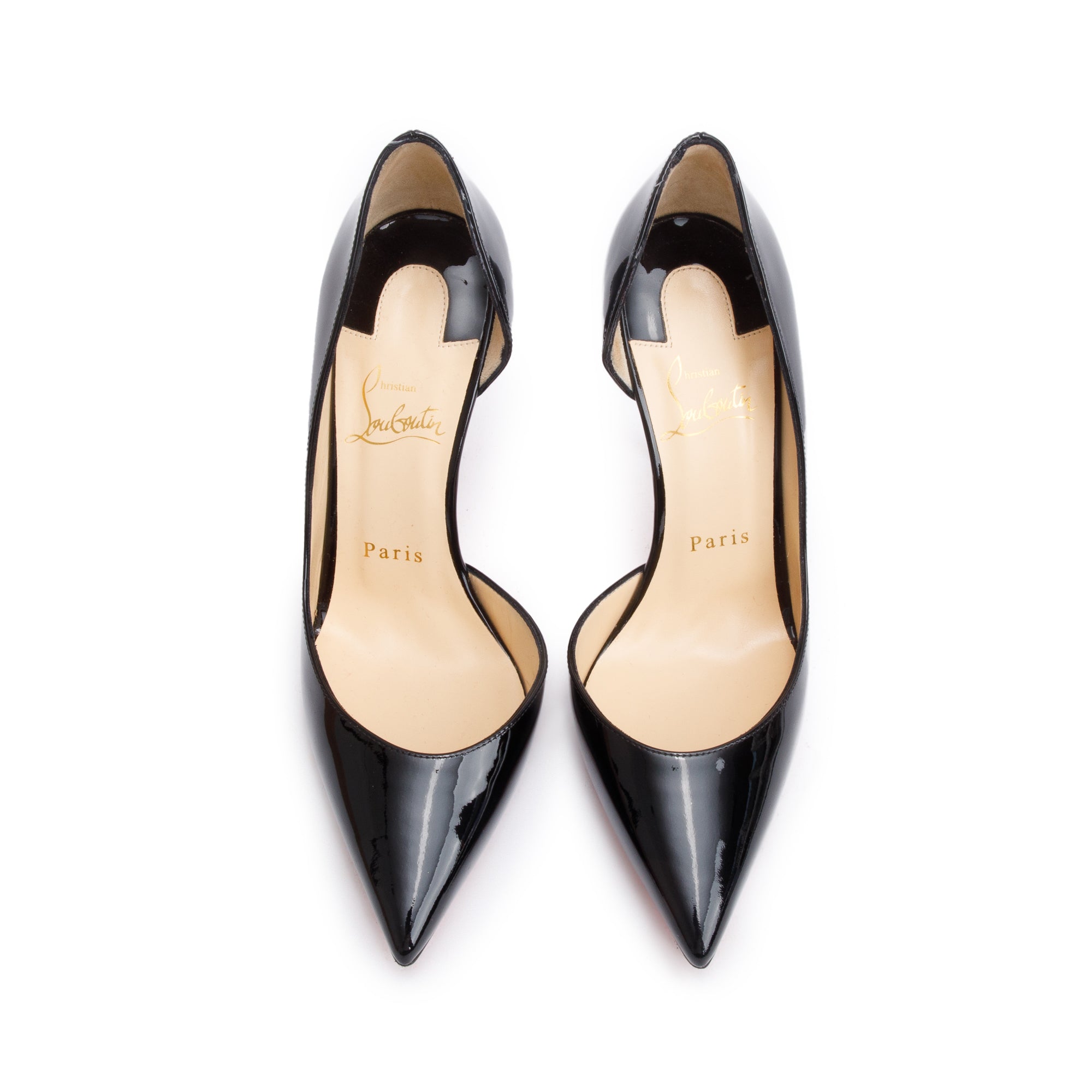 Christian Louboutin Black Patent Leather Iriza 100 Pumps, Size 36.5 w/ Box