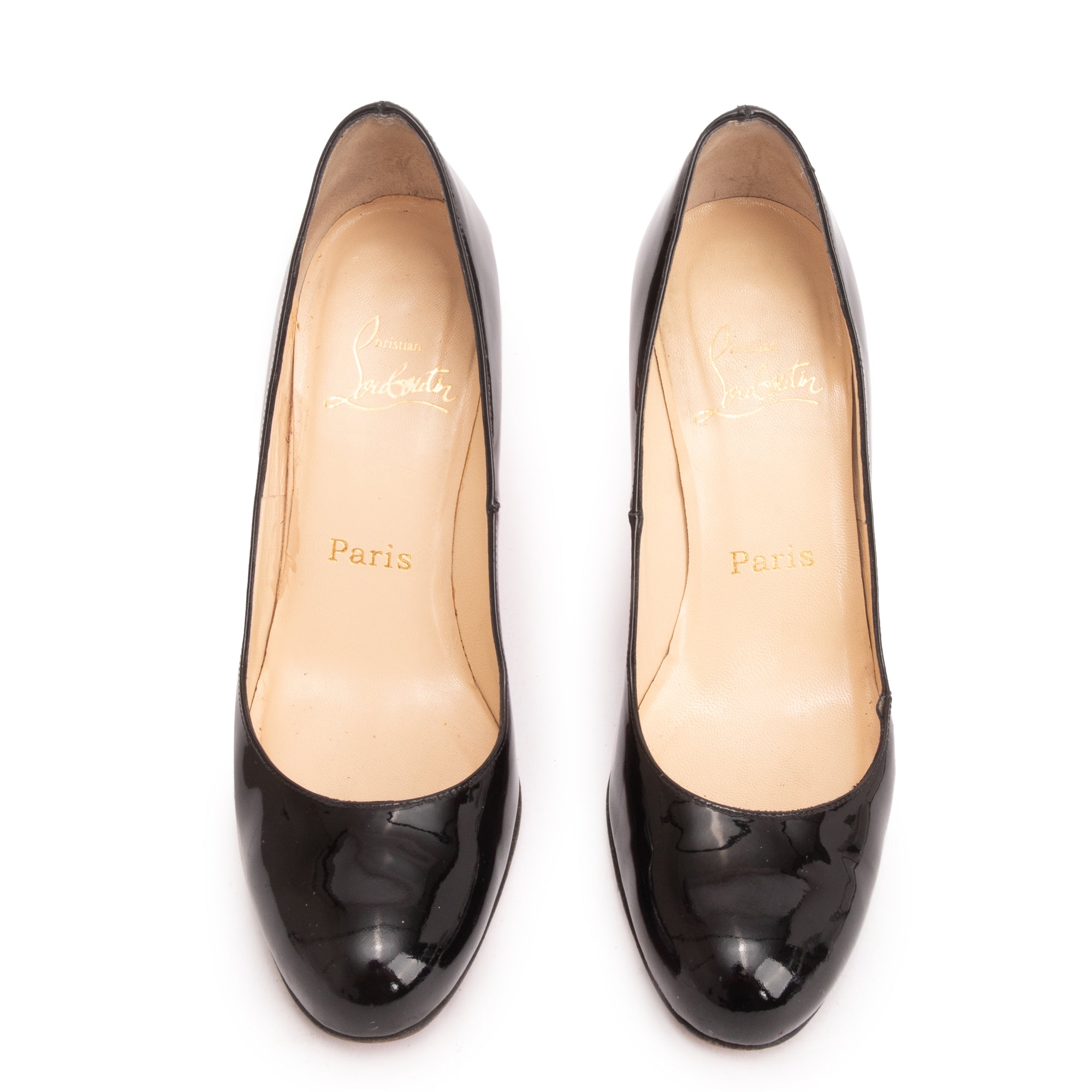 Christian Louboutin Black Patent Leather New Simple 100 Pumps, Size 36.5