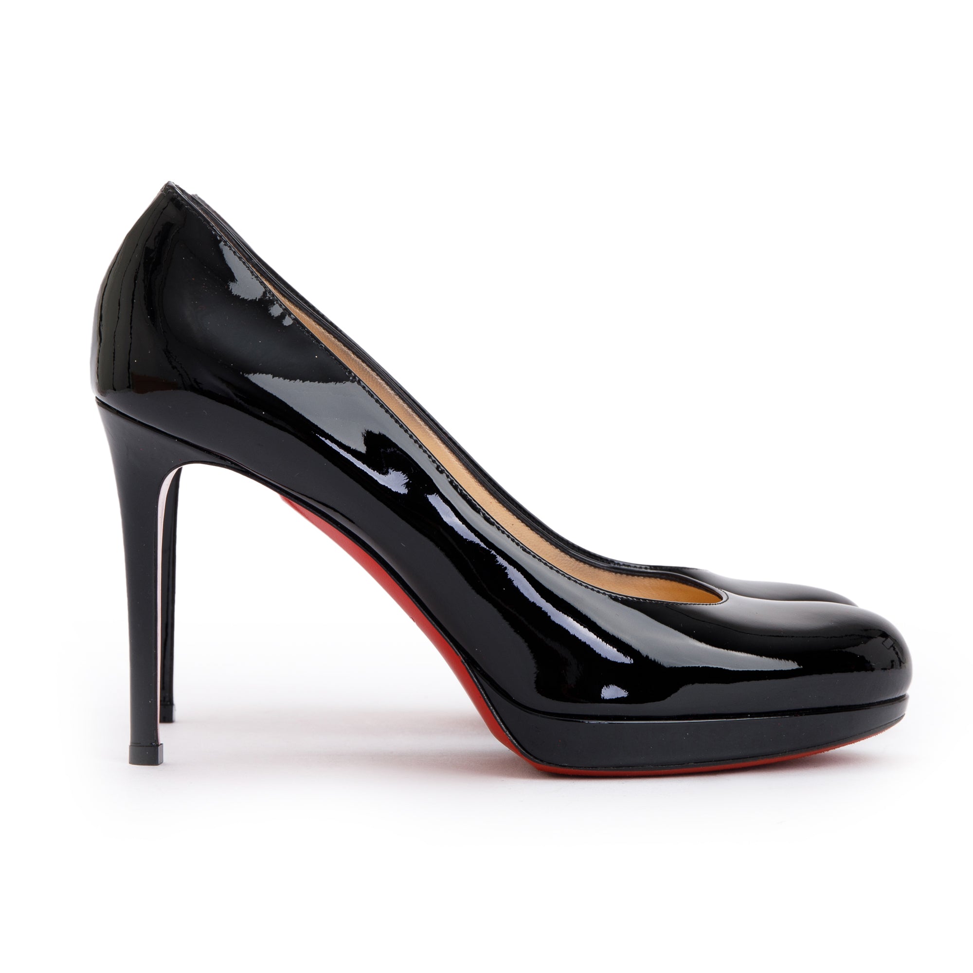 Christian Louboutin Black Patent Leather New Simple 100 Pumps, Size 38 w/ Box