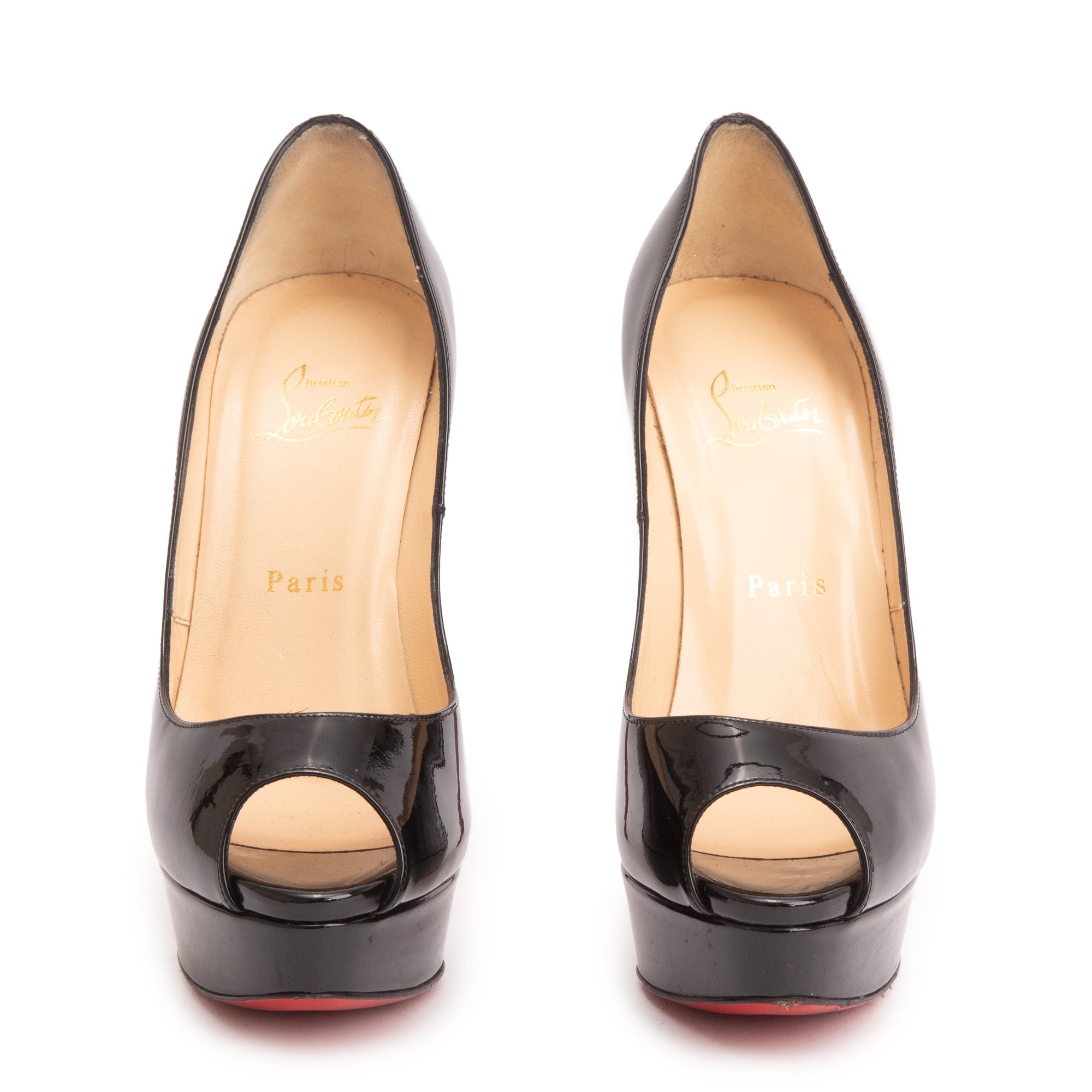 Christian Louboutin Black Patent Leather New Very Prive Pumps, Size 38