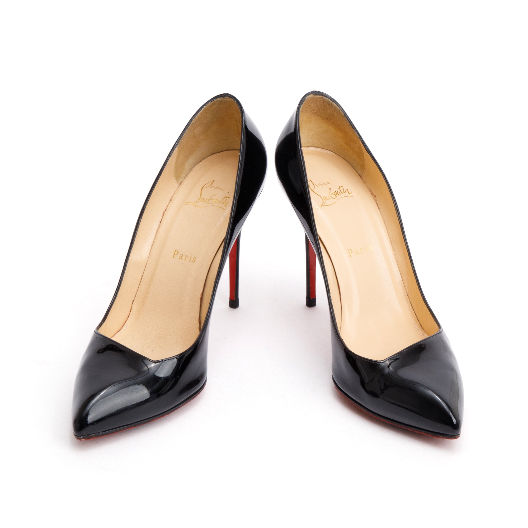 Christian Louboutin Black Patent Leather Pigalle 100 Pumps, Size 40