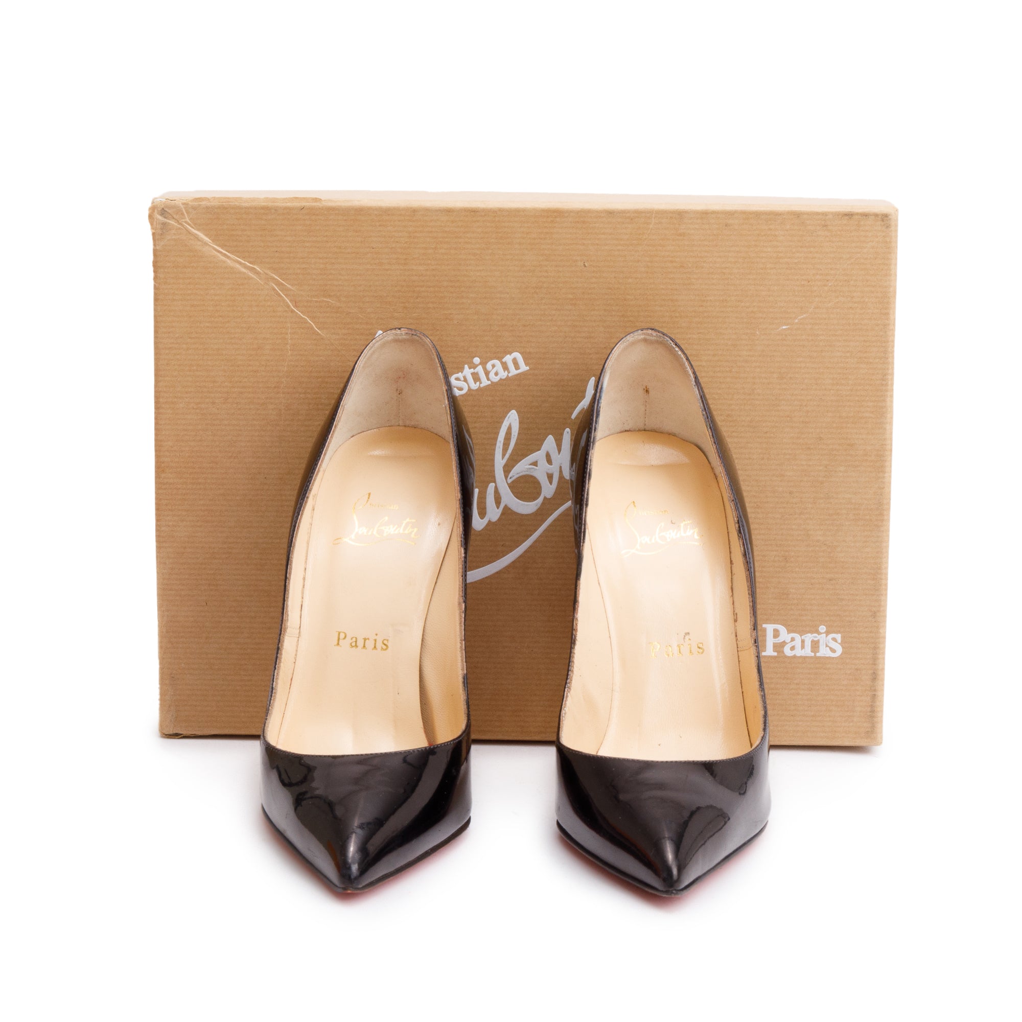 Christian Louboutin Black Patent Leather Pigalle 120 Pumps, Size 37.5 w/ Box
